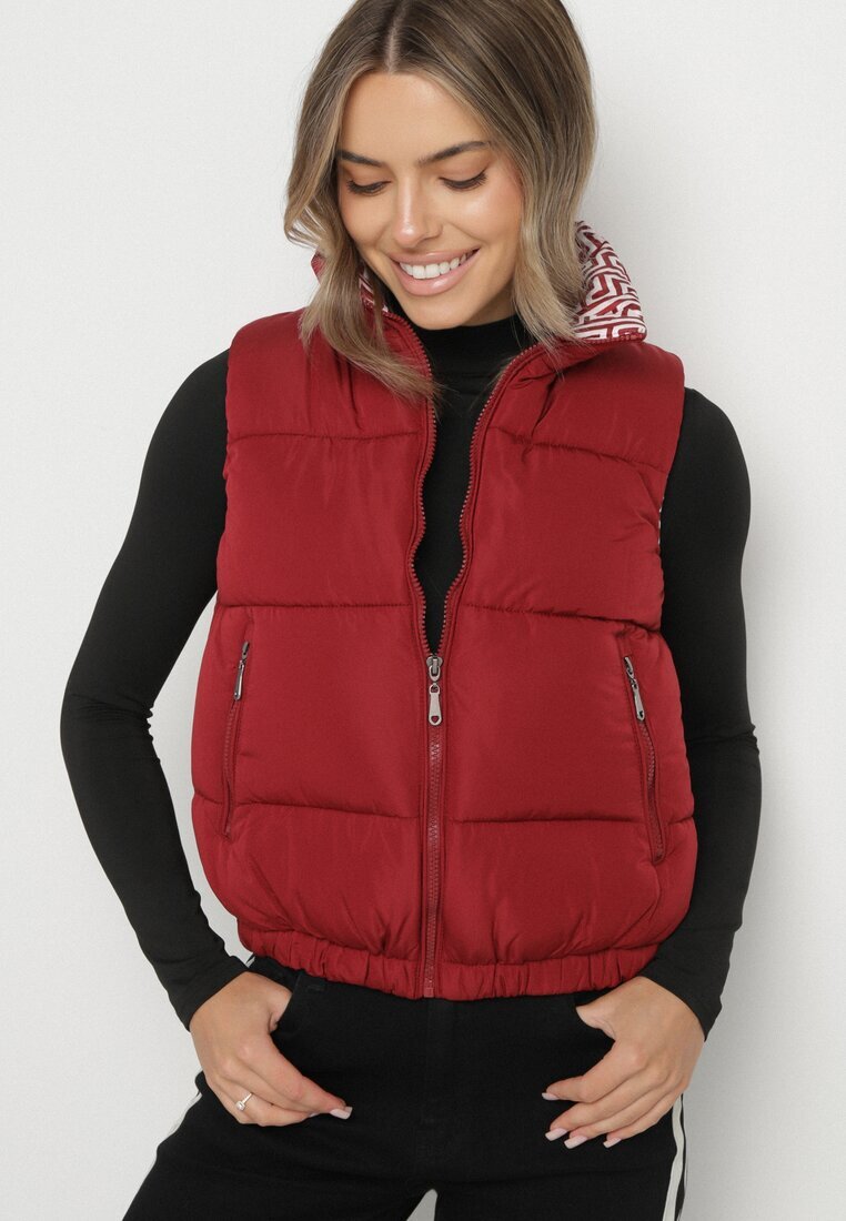 j.style Vestă Bordo Matlasată cu Căptușeală Decorativă Olianela
