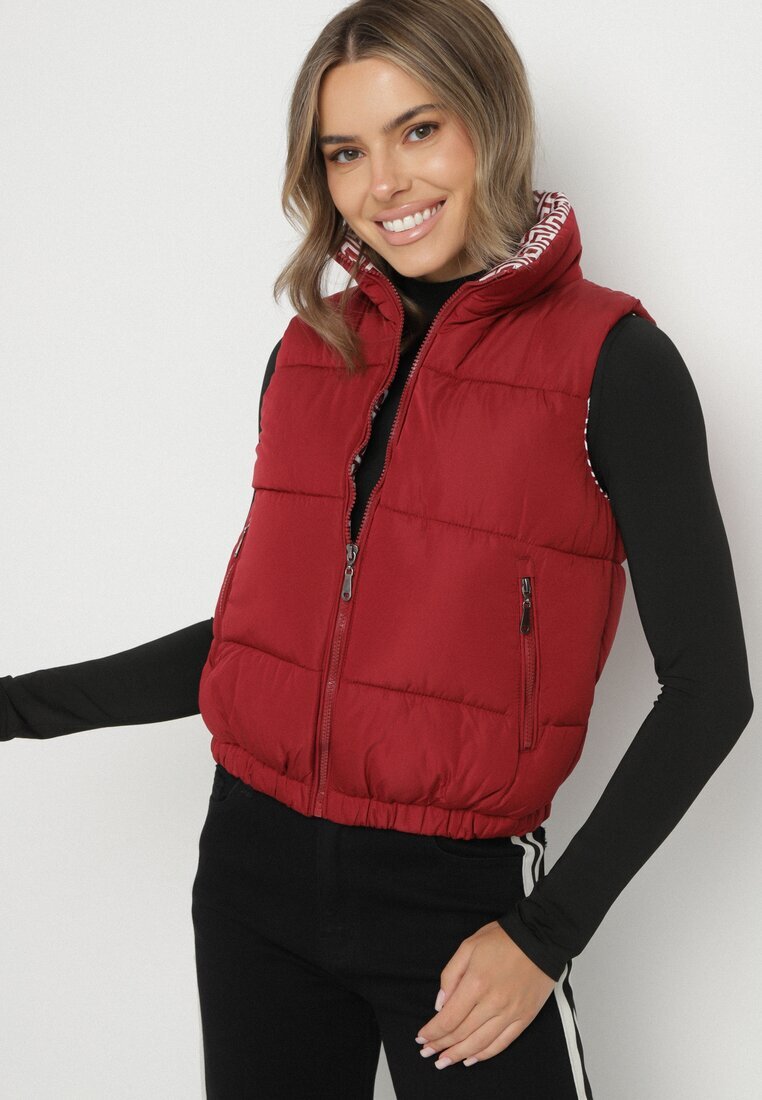 j.style Vestă Bordo Matlasată cu Căptușeală Decorativă Olianela
