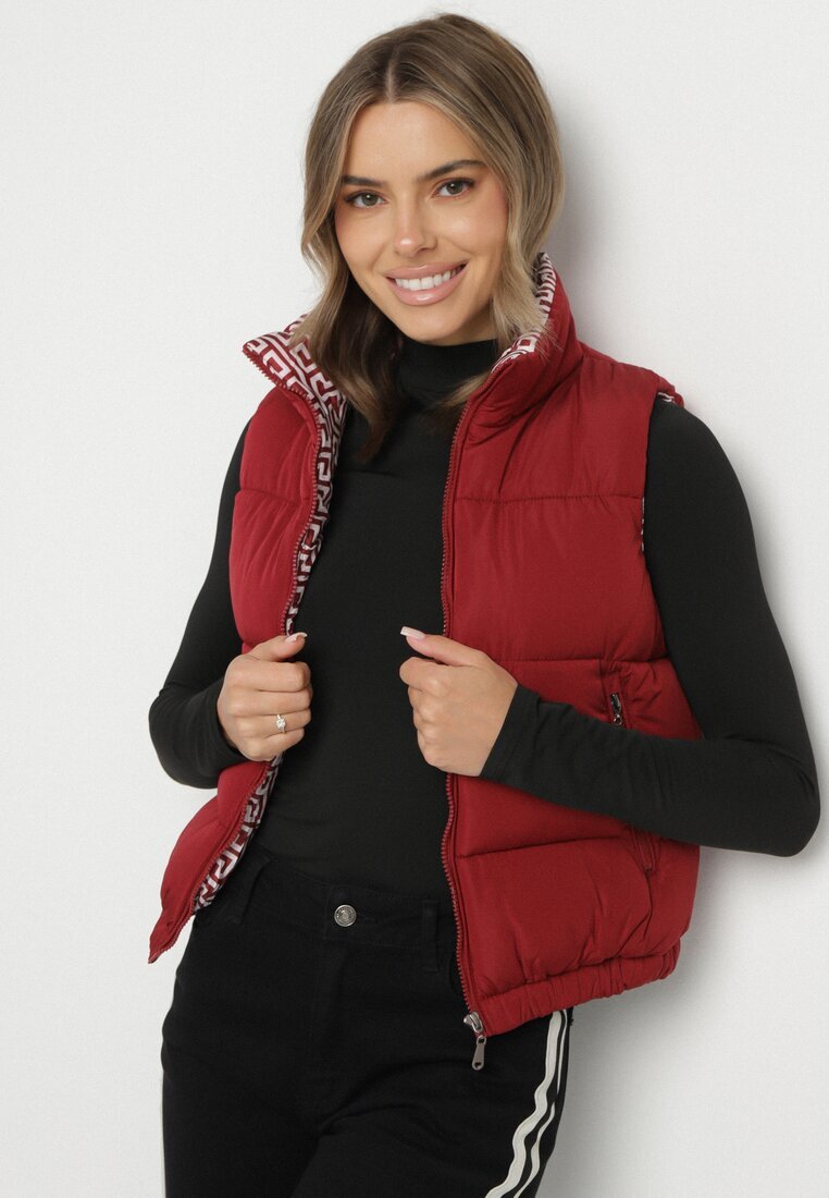j.style Vestă Bordo Matlasată cu Căptușeală Decorativă Olianela