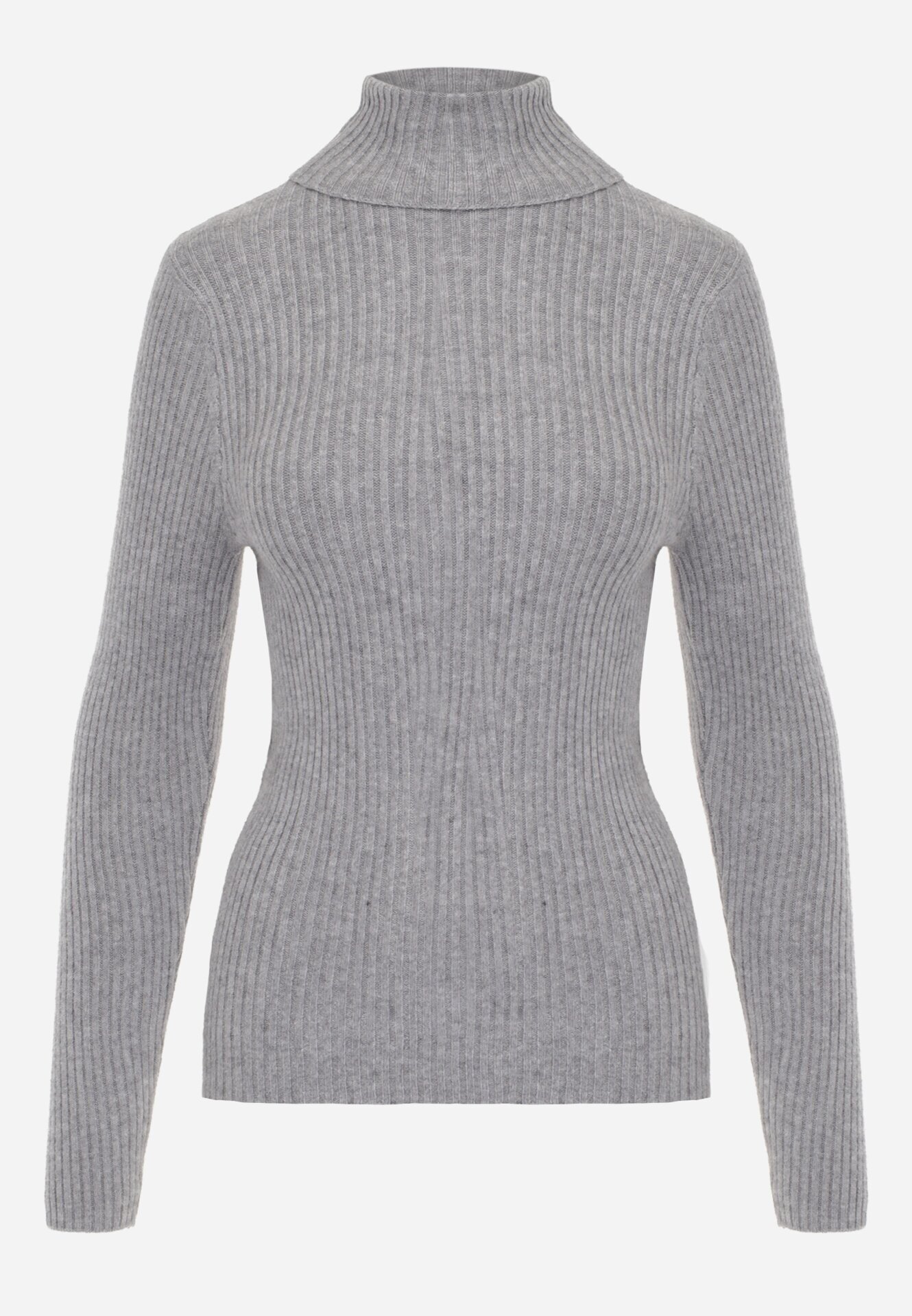 j&x Asortat elastic cu guler înalt din bumbac din tricot reiat Sindhe Gri