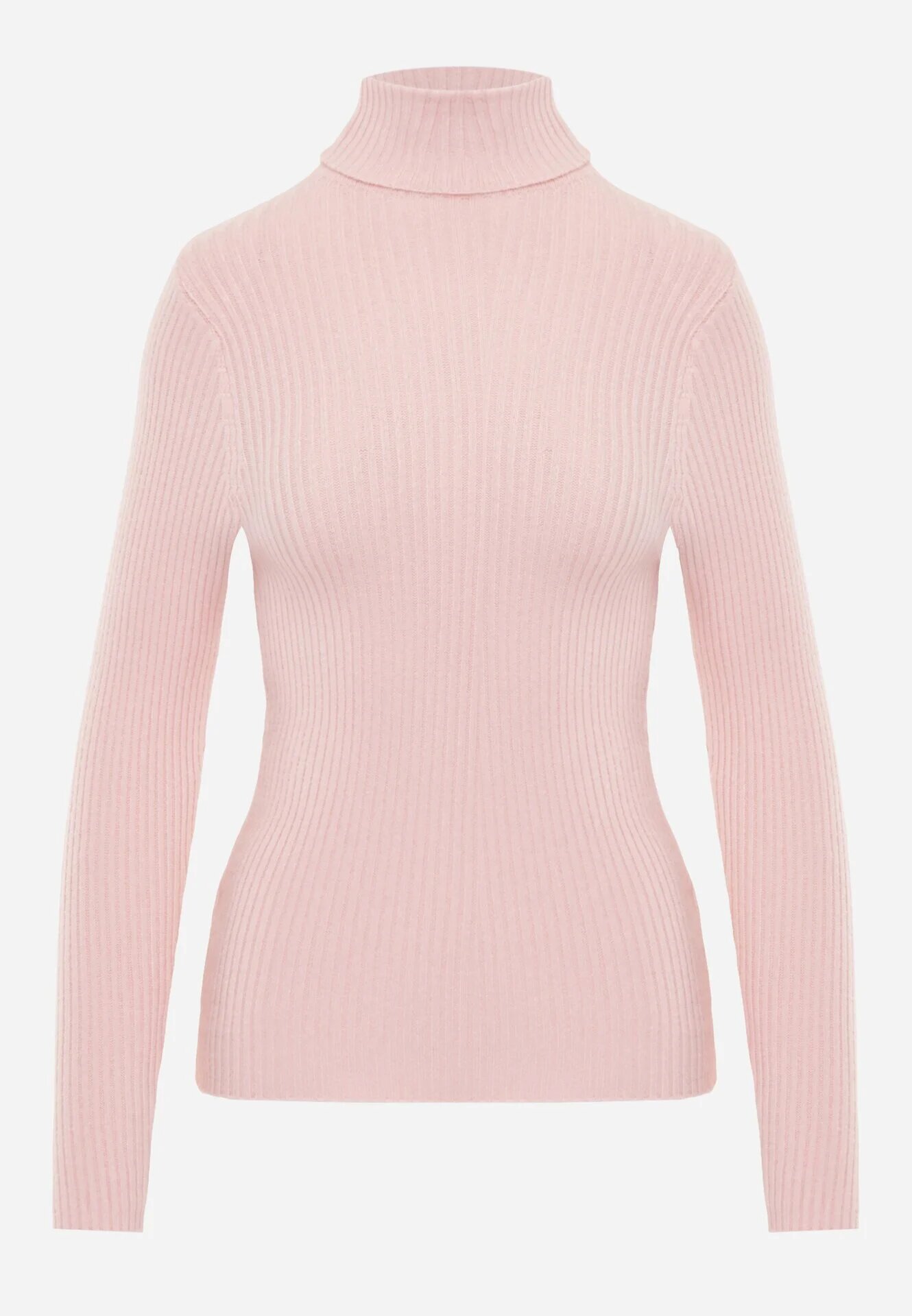 j&x Asortat elastic cu guler înalt din bumbac din tricot reiat Sindhe Roz