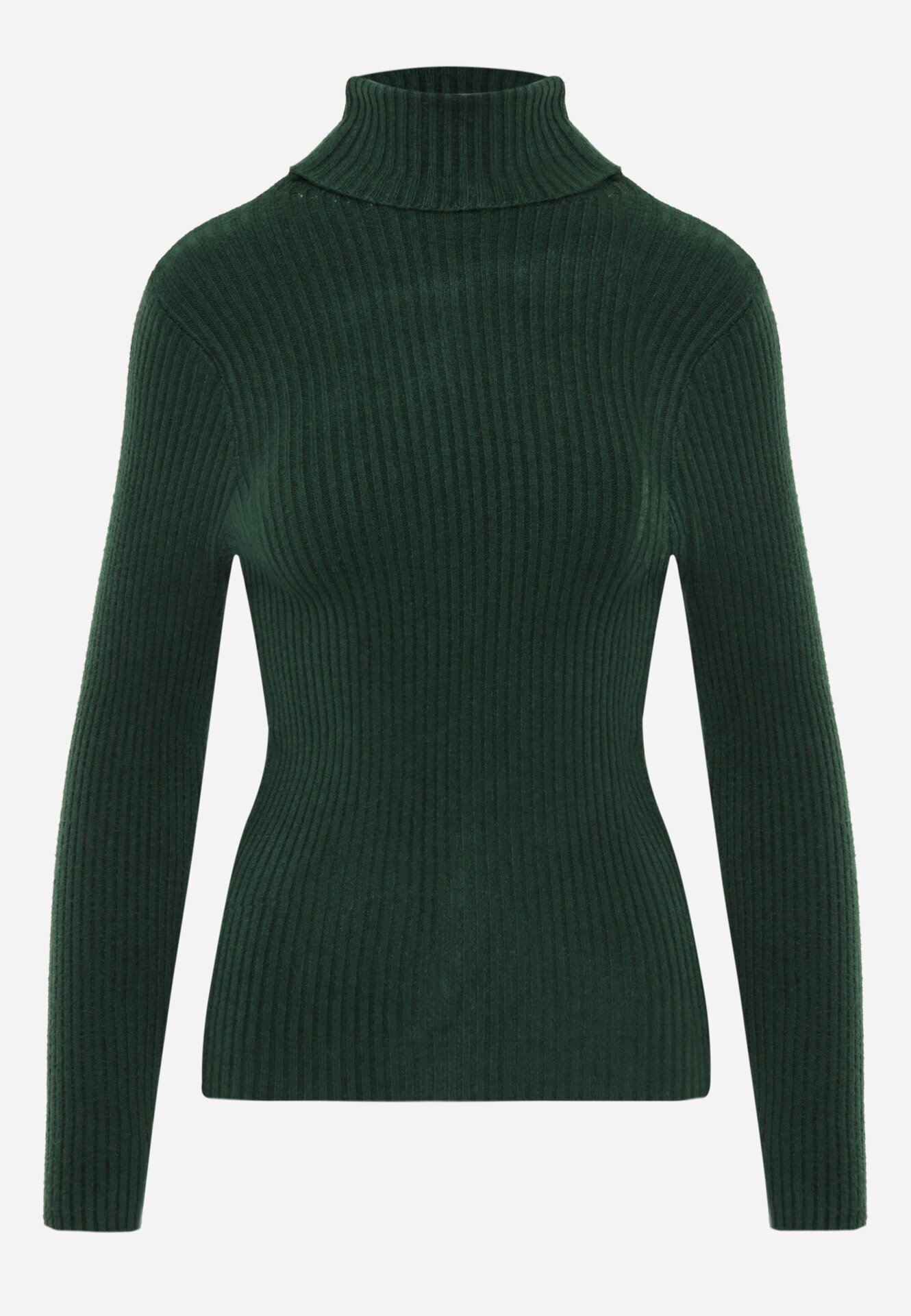 j&x Asortat elastic cu guler înalt din bumbac din tricot reiat Sindhe Verde închis