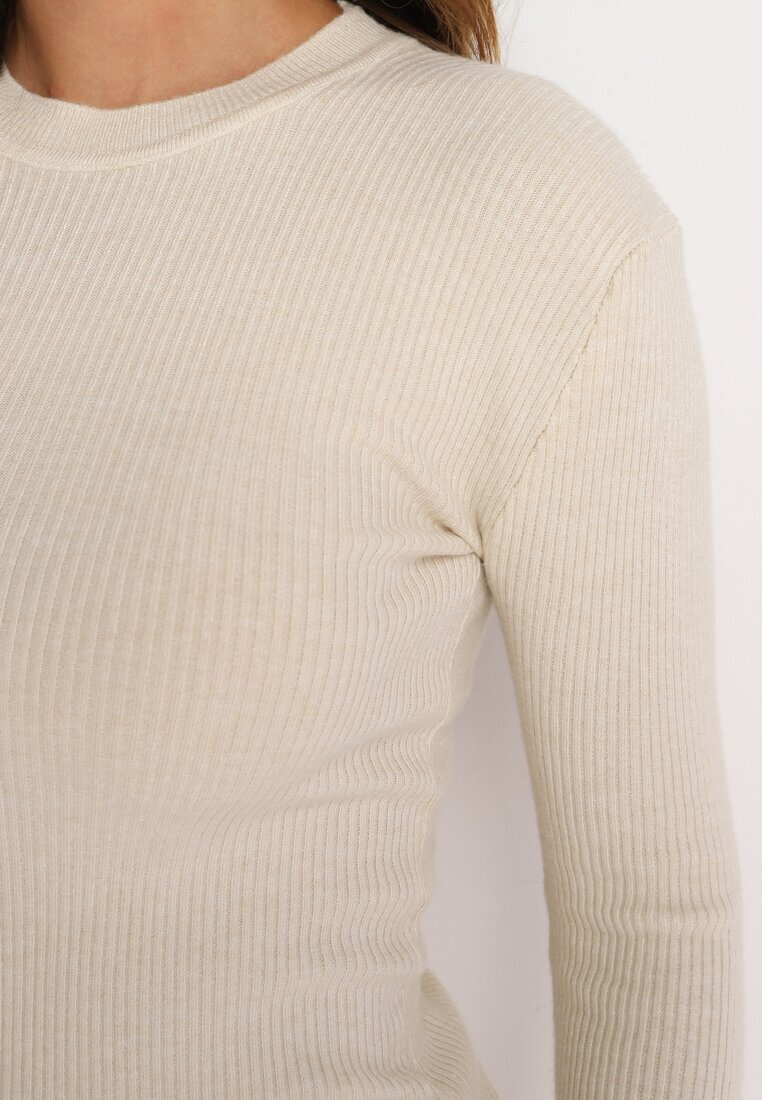 j&x Bluză Bej Deschis cu Mâneci Lungi din Tricot cu Dungi Delicate Terilanne