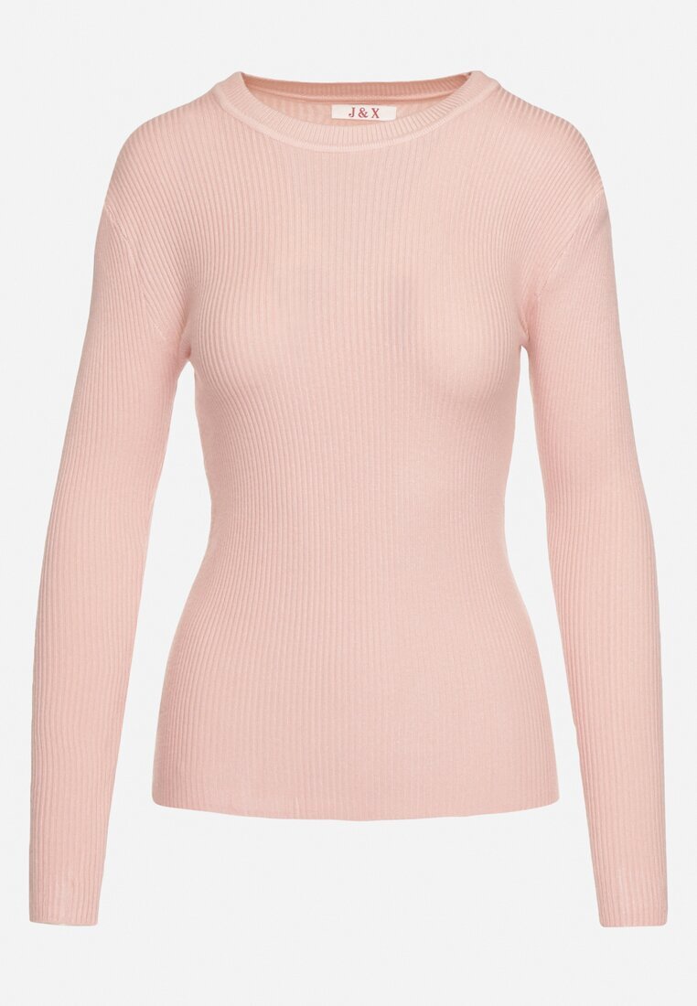 j&x Bluză Roz cu Mâneci Lungi din Tricot cu Dungi Delicate Terilanne