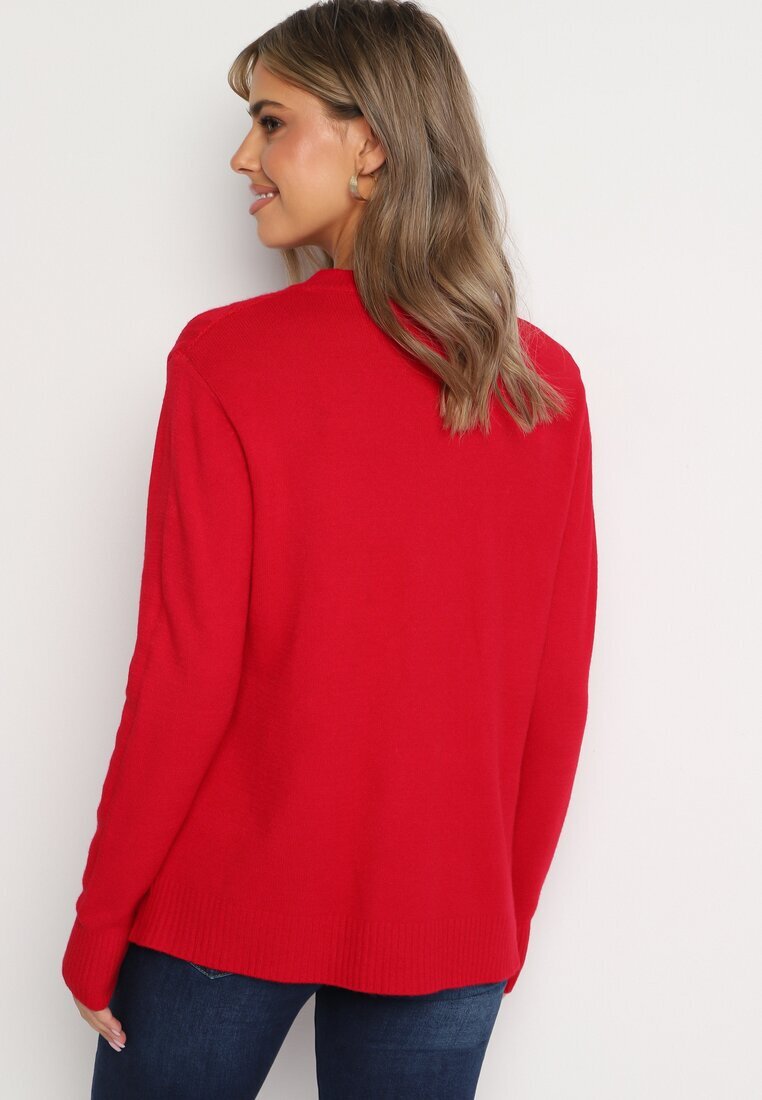 j&x Cardigan Clasic Bordo cu adaos de bumbac cu nasturi cu relief geometric Mevasina