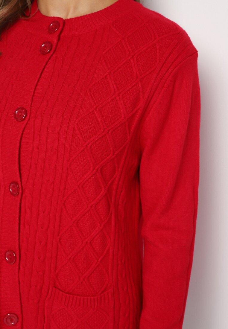 j&x Cardigan Clasic Bordo cu adaos de bumbac cu nasturi cu relief geometric Mevasina