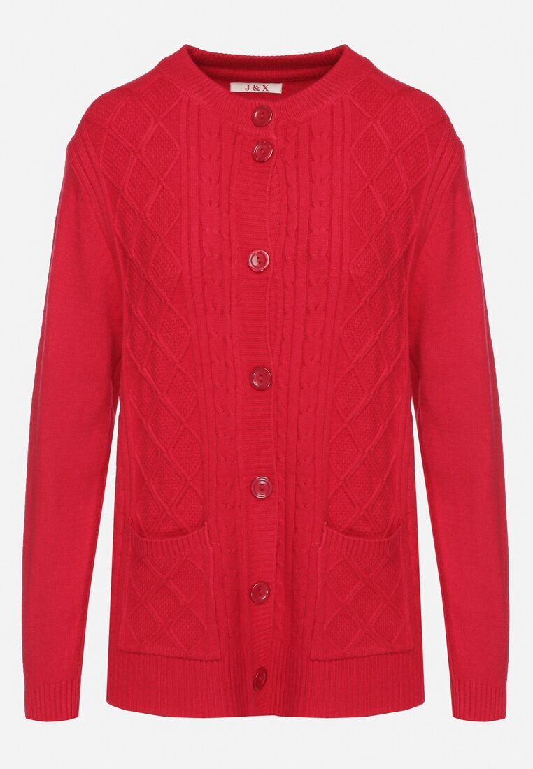 j&x Cardigan Clasic Bordo cu adaos de bumbac cu nasturi cu relief geometric Mevasina