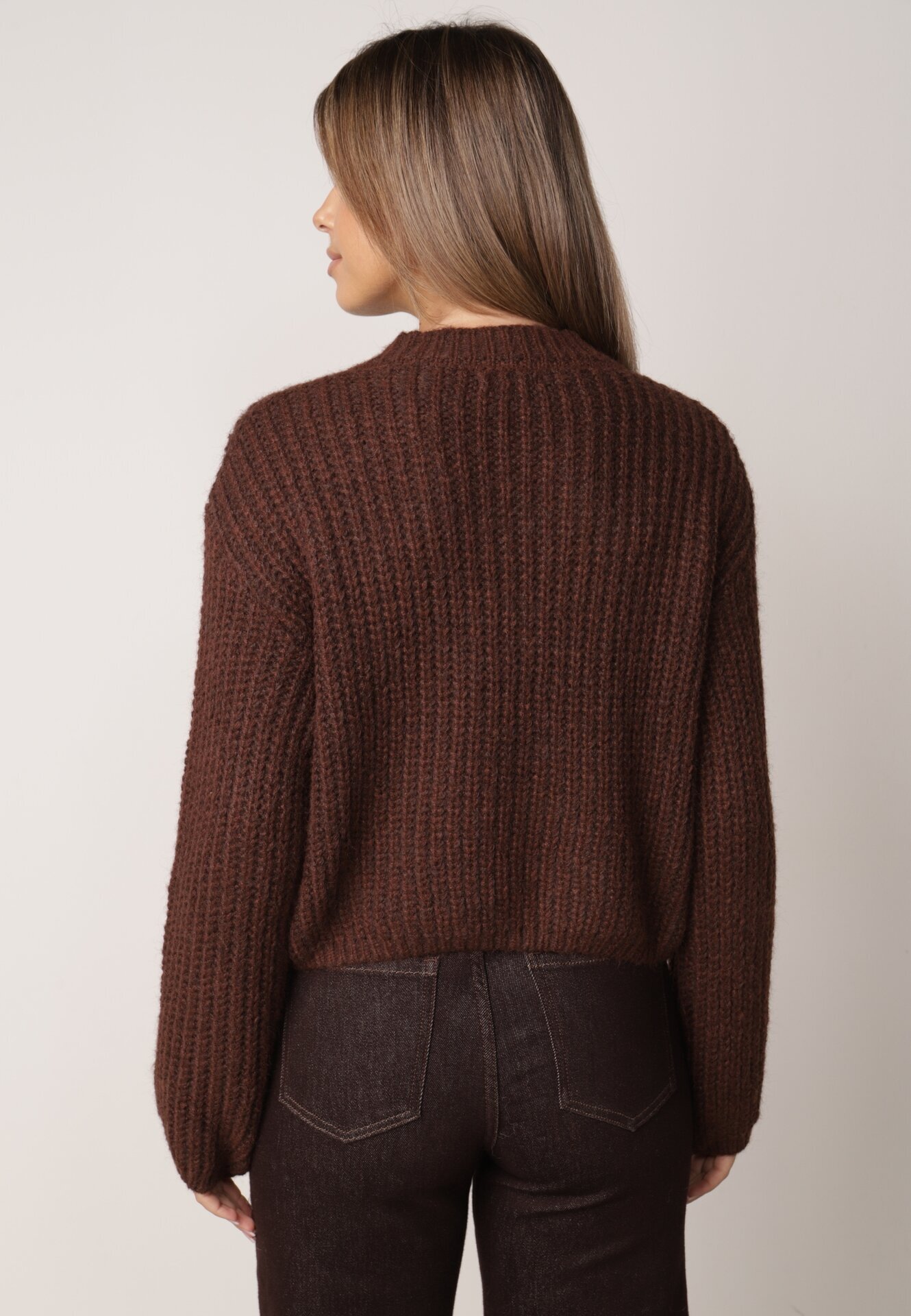 j&x Cardigan cu buzunare și nasturi aurii cu lână Aromi Maro