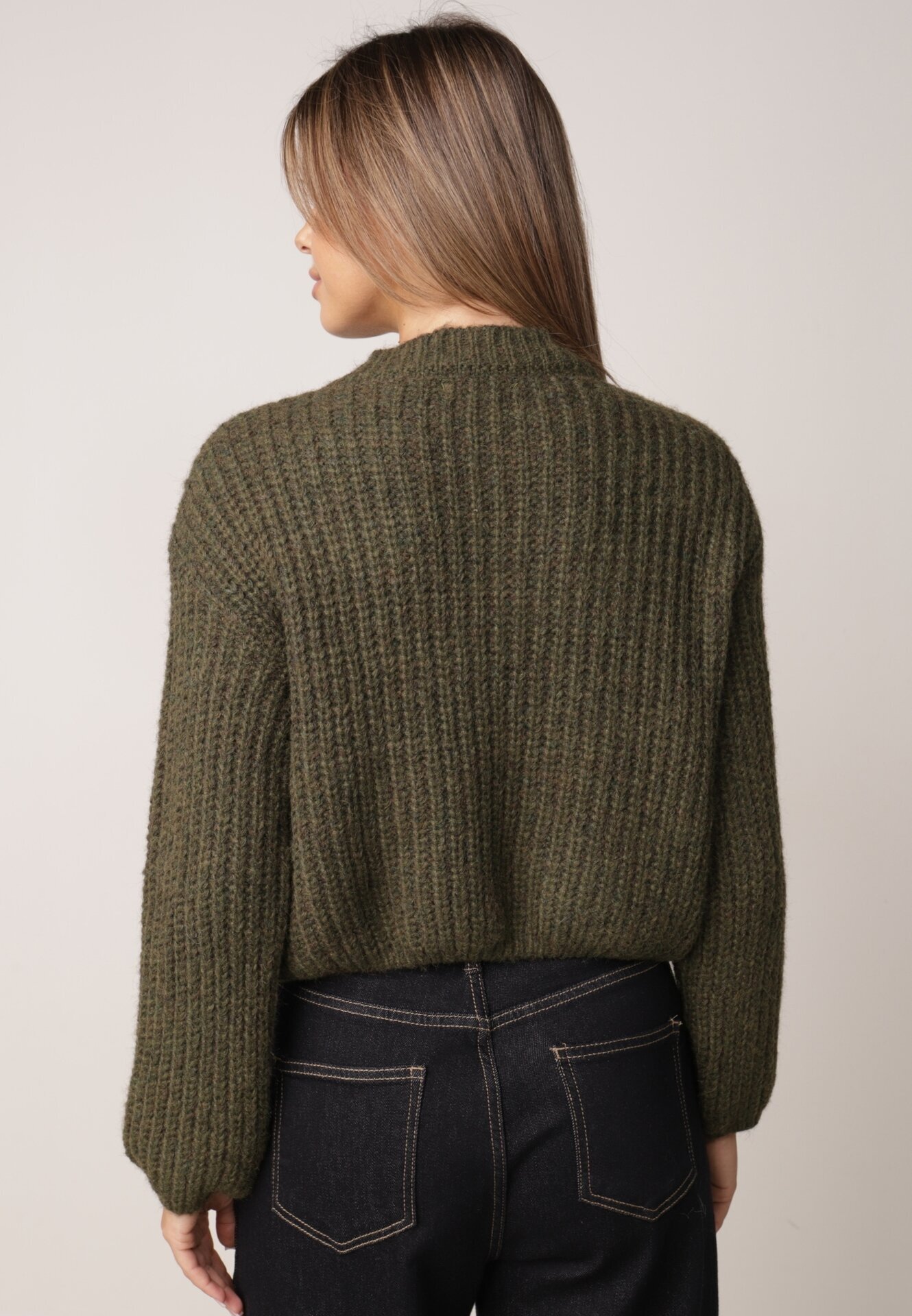 j&x Cardigan cu buzunare și nasturi aurii cu lână Aromi Verde