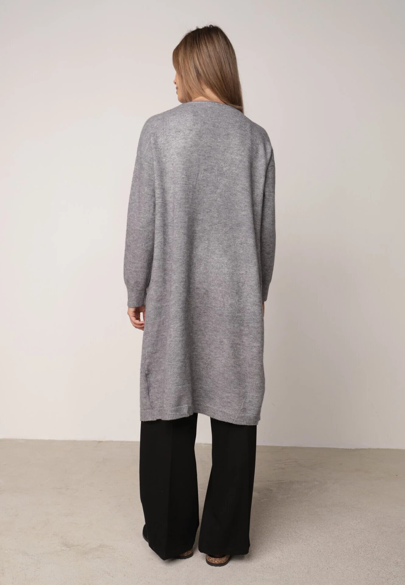 j&x Cardigan cu lână cu croi lung Vallise Bej Gri