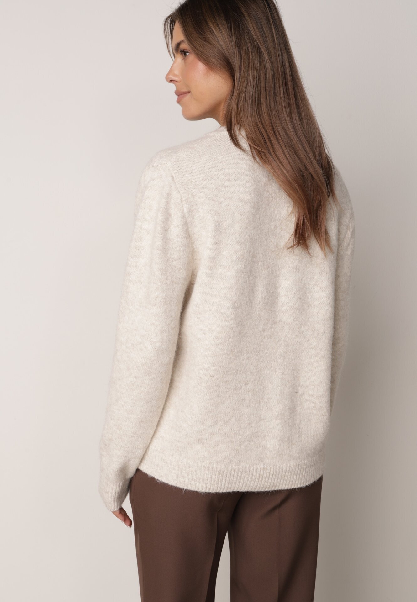 j&x Cardigan cu lână și bumbac cu nasturi și buzunare elegante Orlandia Bej deschis