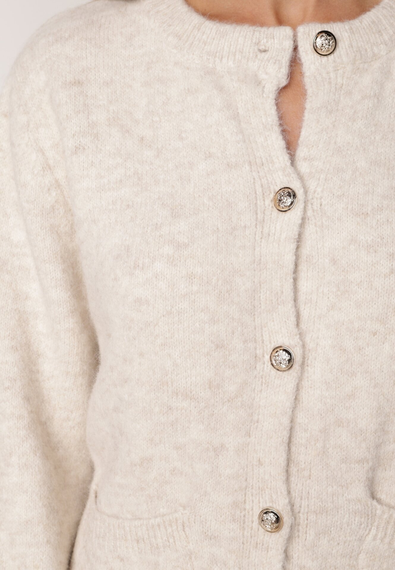 j&x Cardigan cu lână și bumbac cu nasturi și buzunare elegante Orlandia Bej deschis