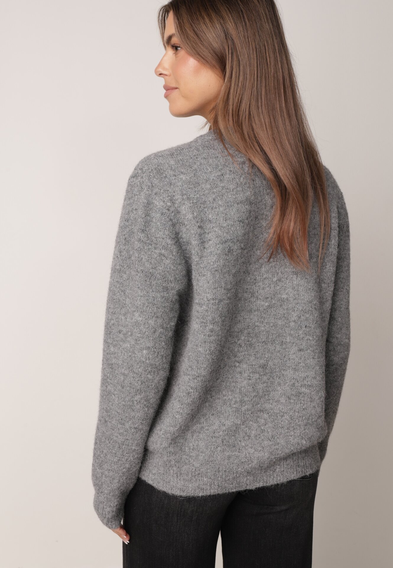j&x Cardigan cu lână și bumbac cu nasturi și buzunare elegante Orlandia Gri