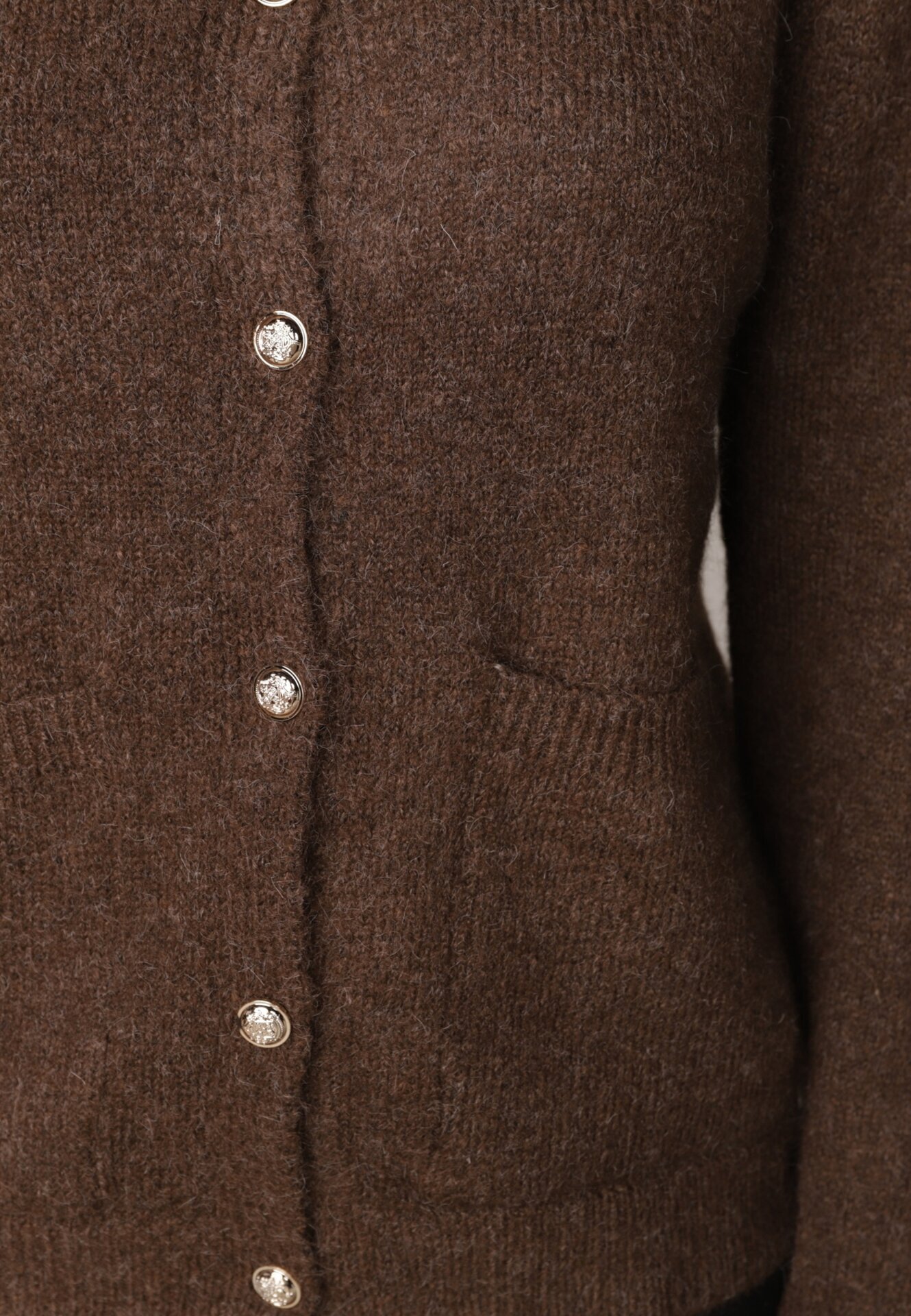 j&x Cardigan cu lână și bumbac cu nasturi și buzunare elegante Orlandia Maro