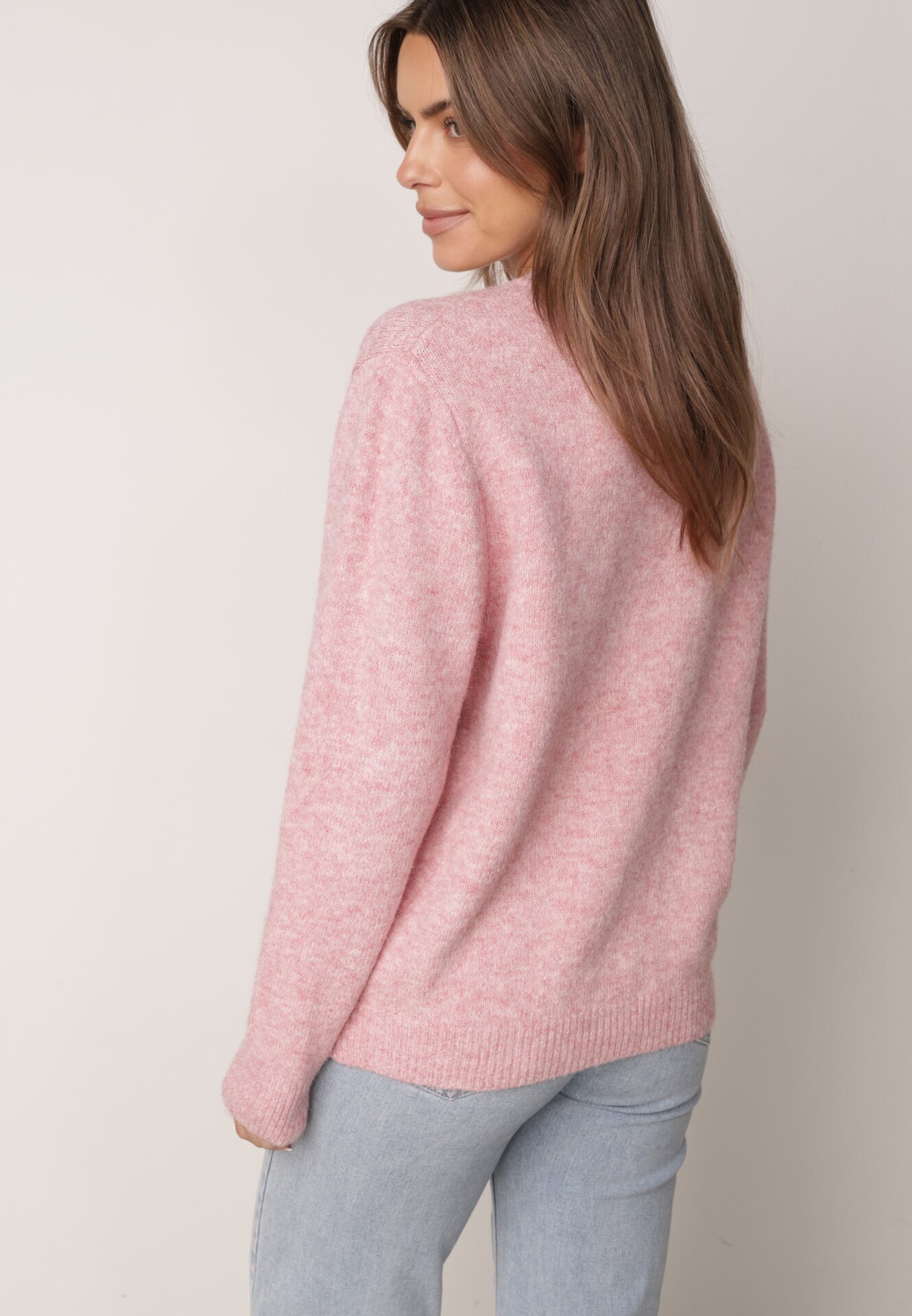 j&x Cardigan cu lână și bumbac cu nasturi și buzunare elegante Orlandia Roz