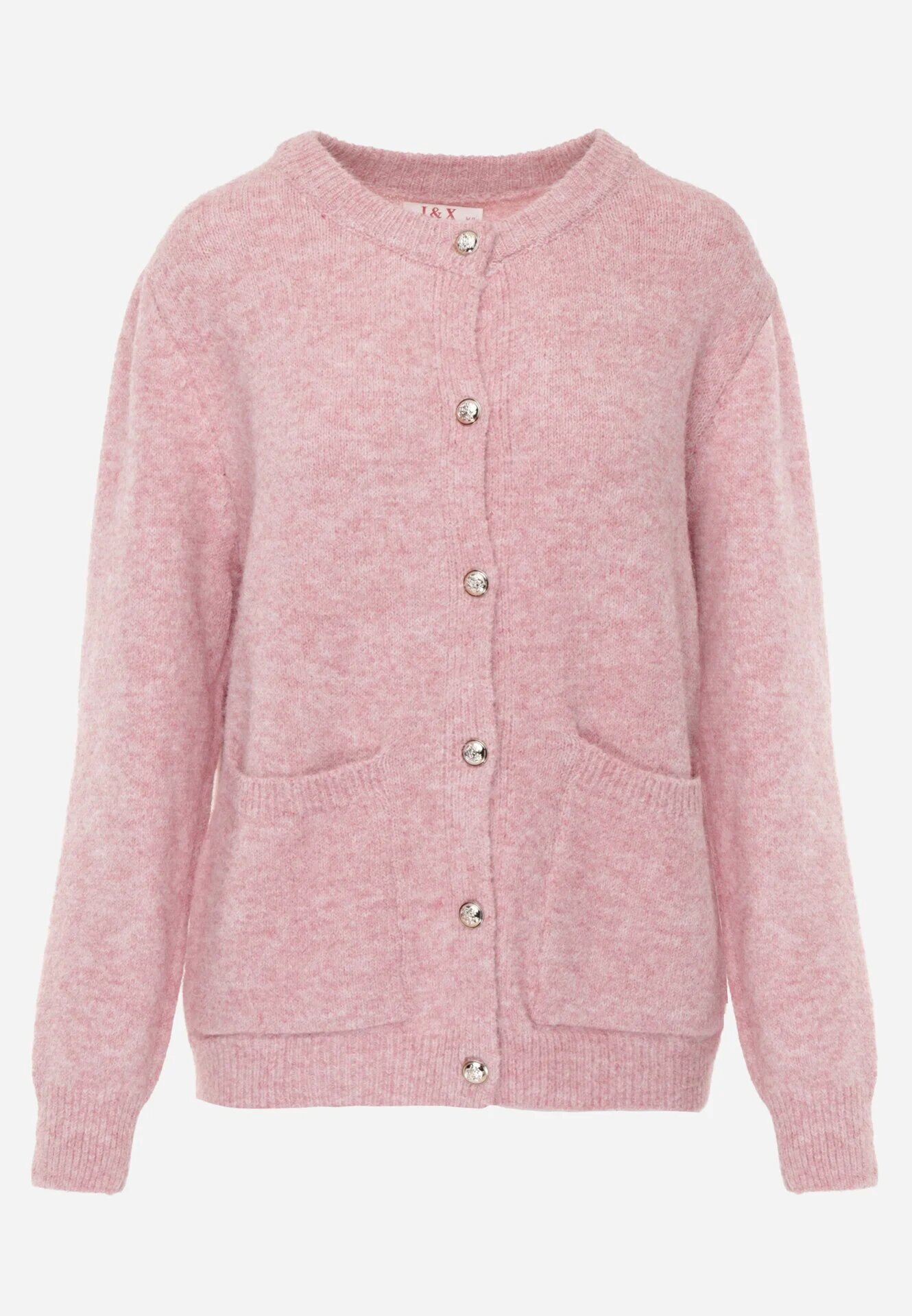 j&x Cardigan cu lână și bumbac cu nasturi și buzunare elegante Orlandia Roz