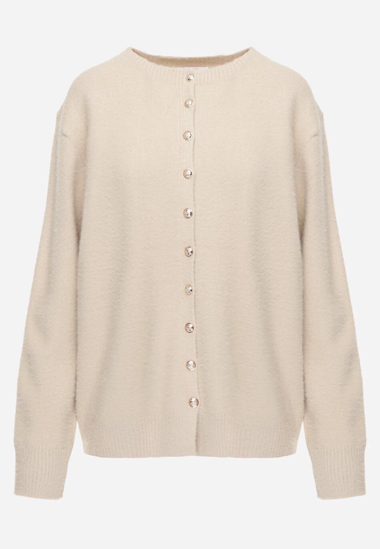 j&x Cardigan cu lână și bumbac cu nasturi Sonah Bej Bej Bej