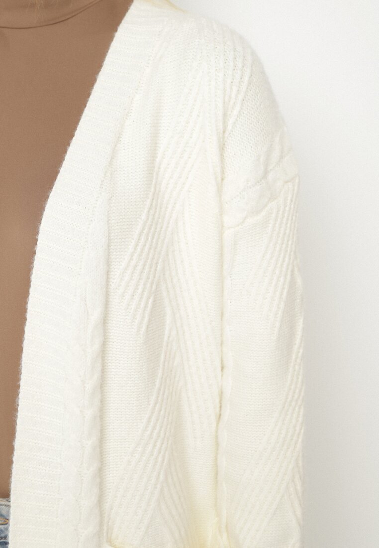 j&x Cardigan deschis Bej deschis cu lână cu torsade și cu cordon Darrive