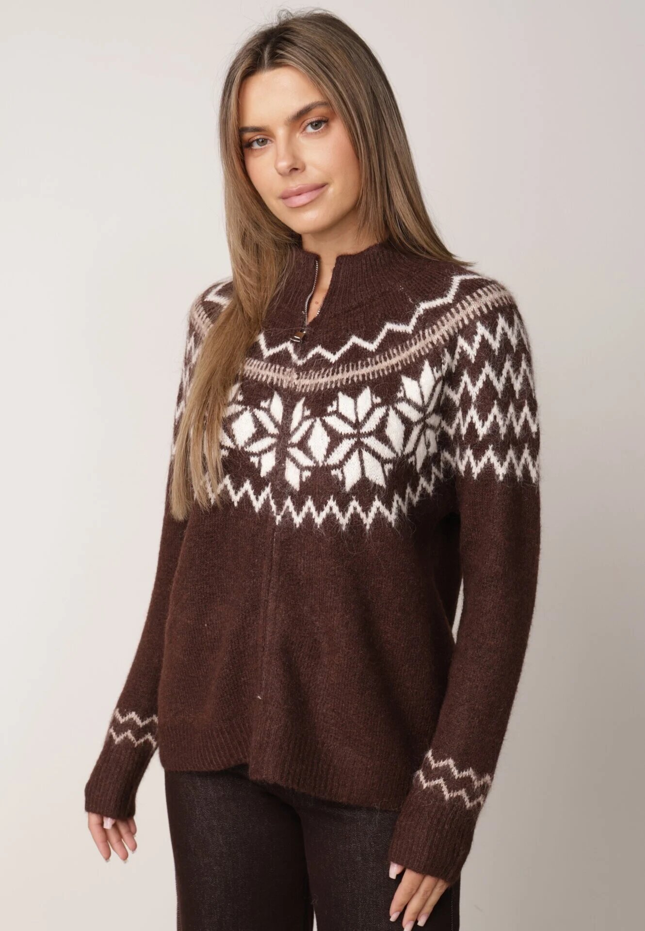 j&x Cardigan din lână bumbac și model norvegian Raegata Maro