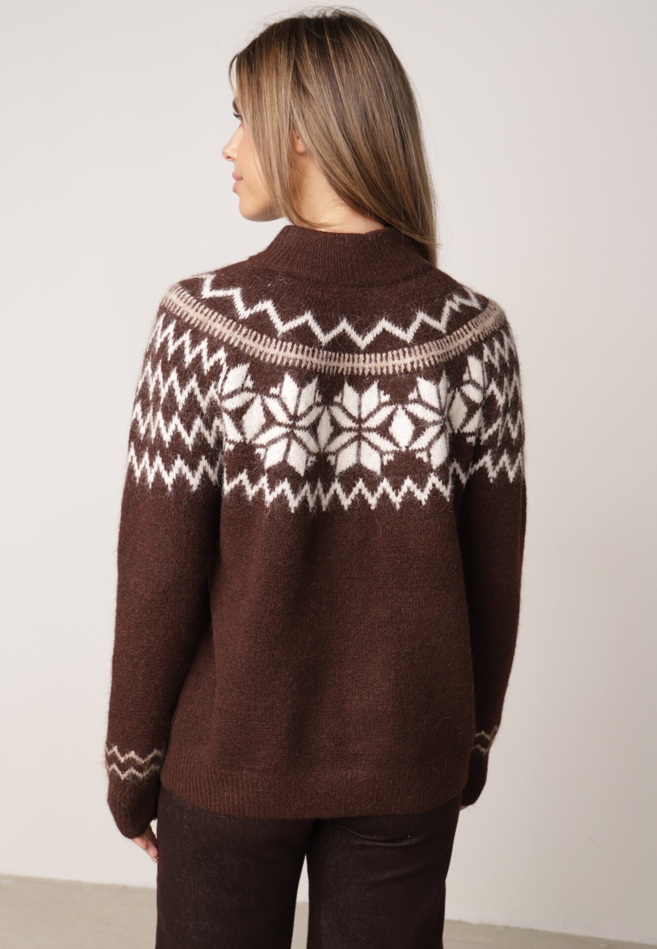 j&x Cardigan din lână bumbac și model norvegian Raegata Maro