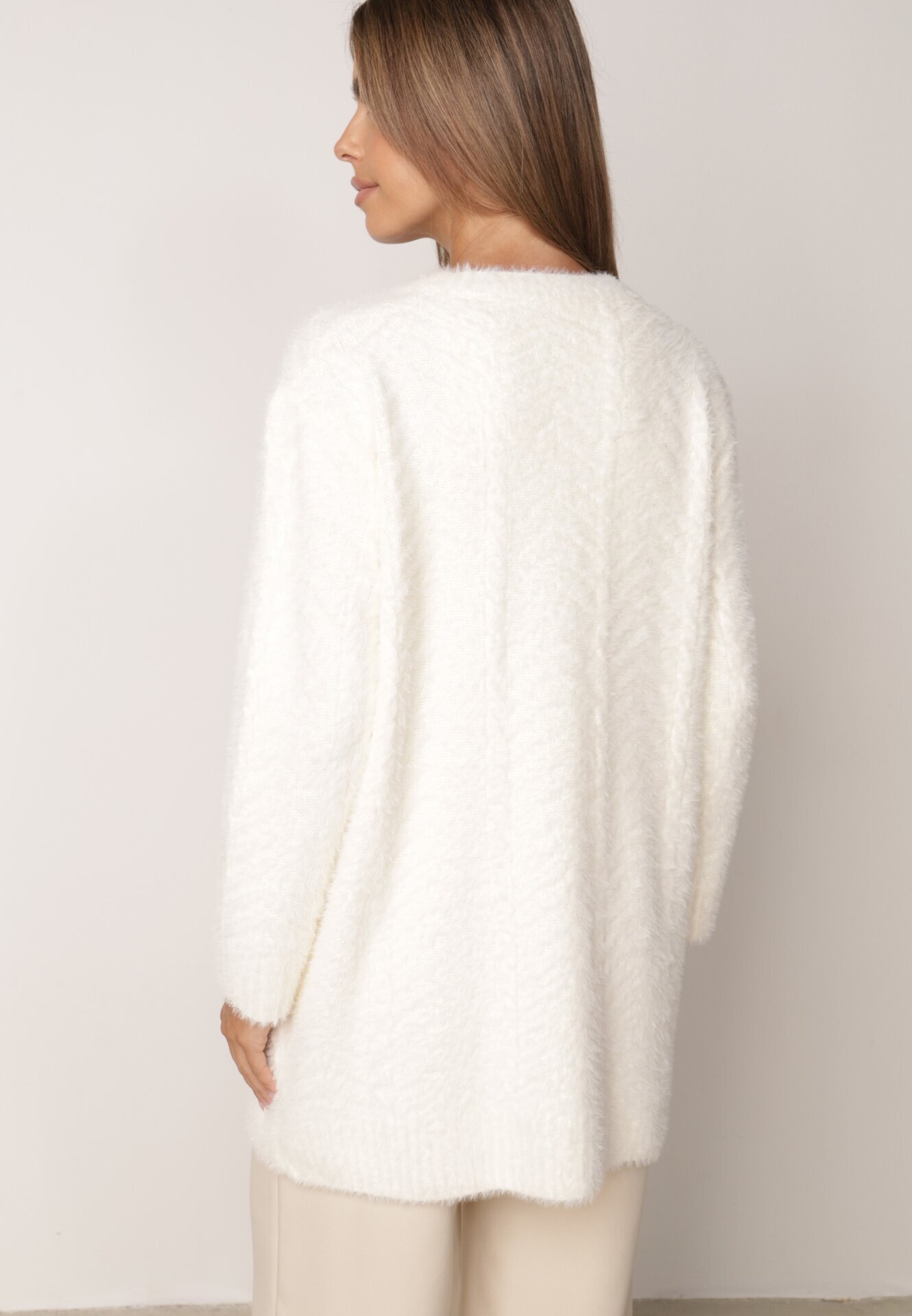 j&x Cardigan din lână croială lungă cu buzunare și nasturi decorativi Opejta Bej deschis
