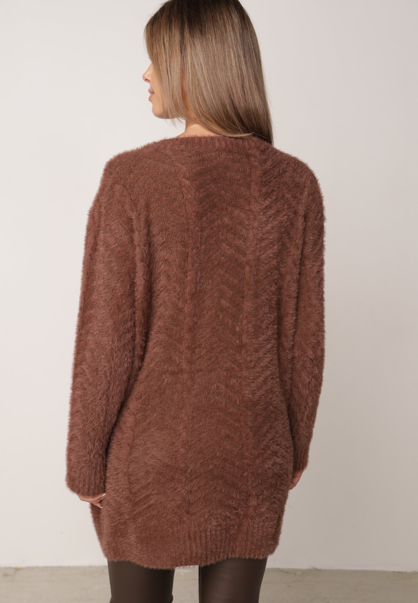 j&x Cardigan din lână croială lungă cu buzunare și nasturi decorativi Opejta Maro
