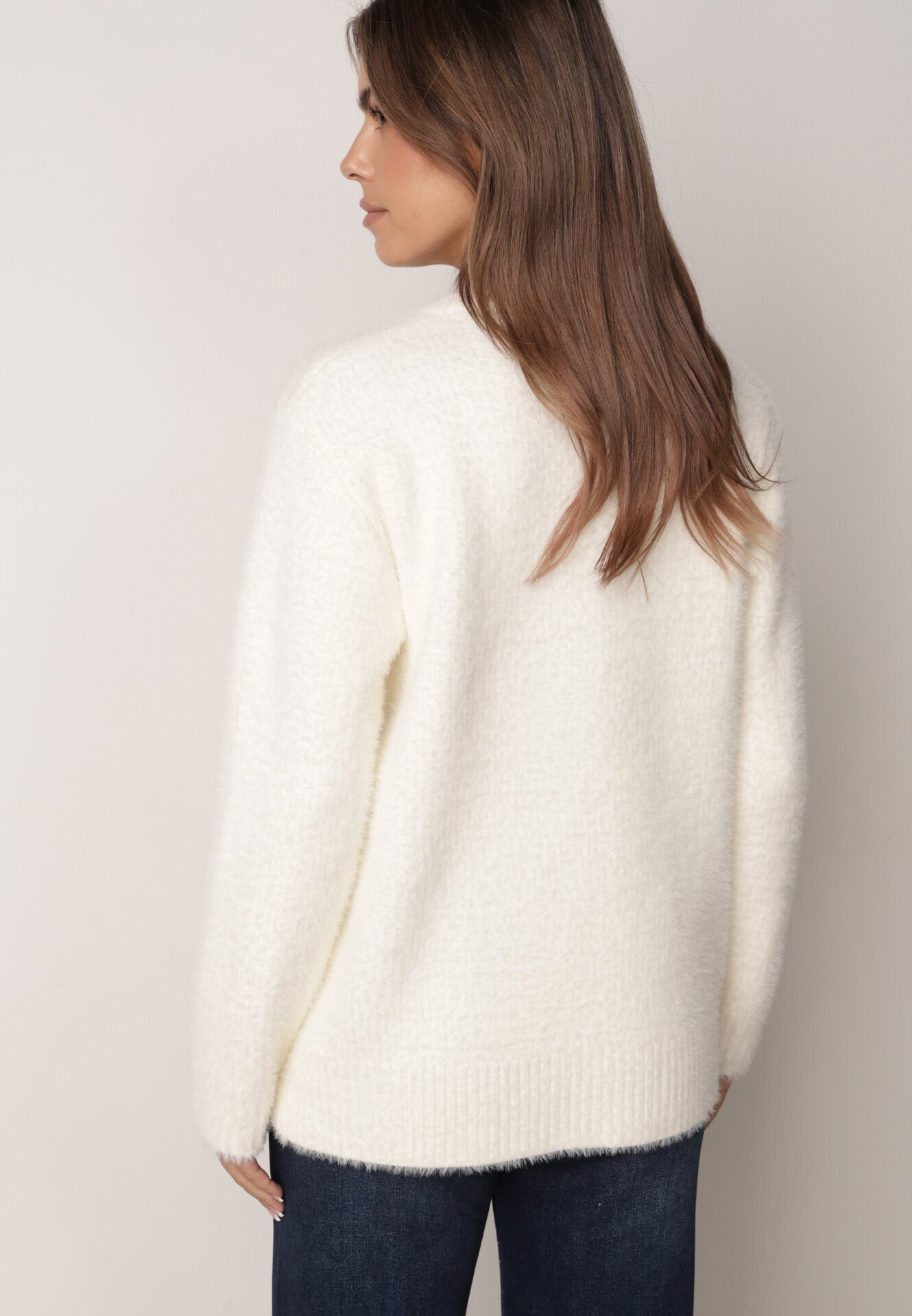 j&x Cardigan elegant cu fermoar din tricot pufos cu lână și bumbac bretele scurte Bej deschis