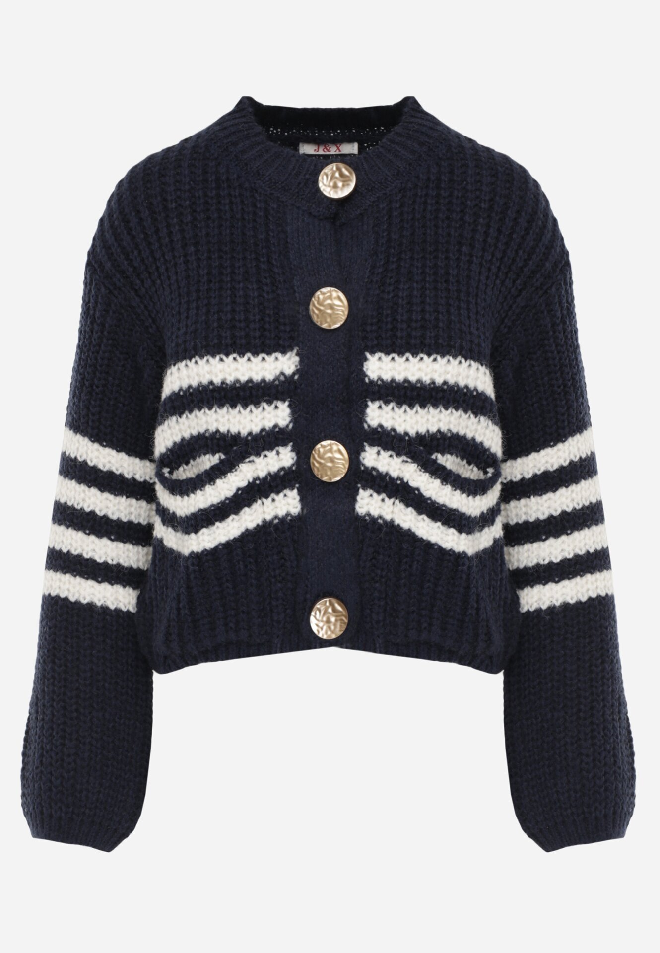 j&x Cardigan elegant cu lână în dungi Werise Bleumarin