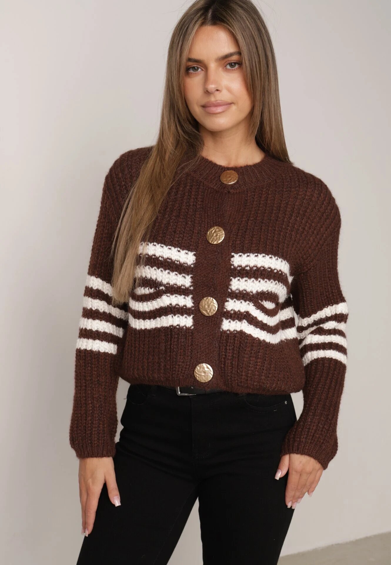 j&x Cardigan elegant cu lână în dungi Werise Maro
