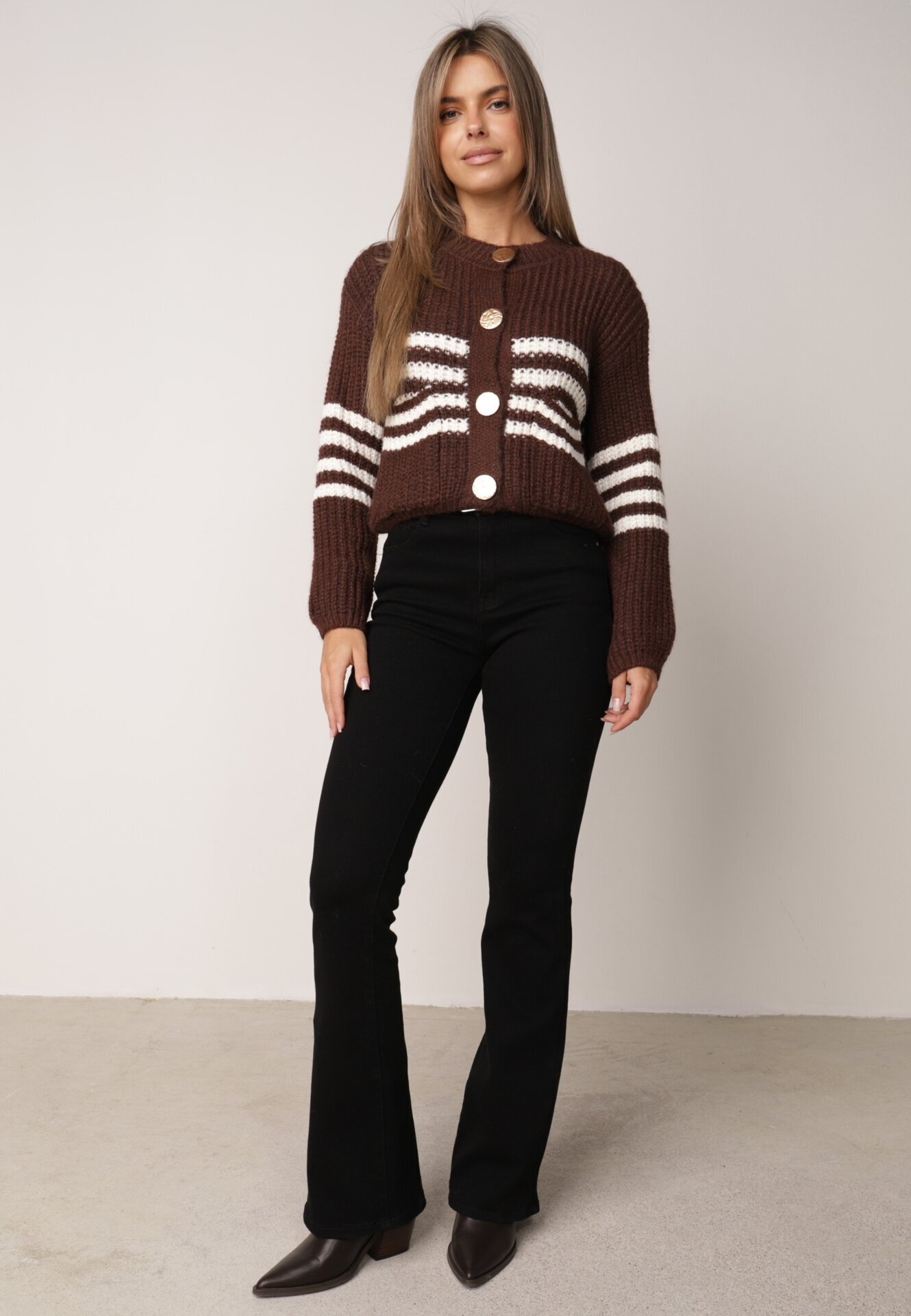 j&x Cardigan elegant cu lână în dungi Werise Maro