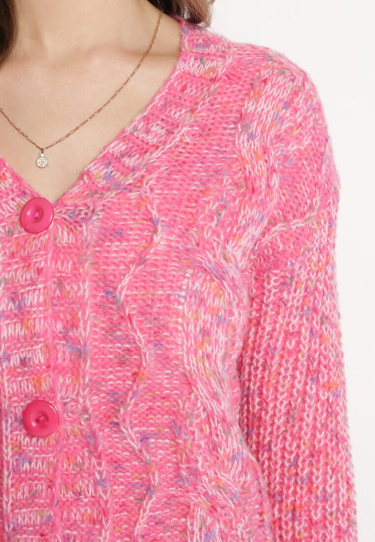 j&x Cardigan roz cu nasturi și borduri reiate Aigo