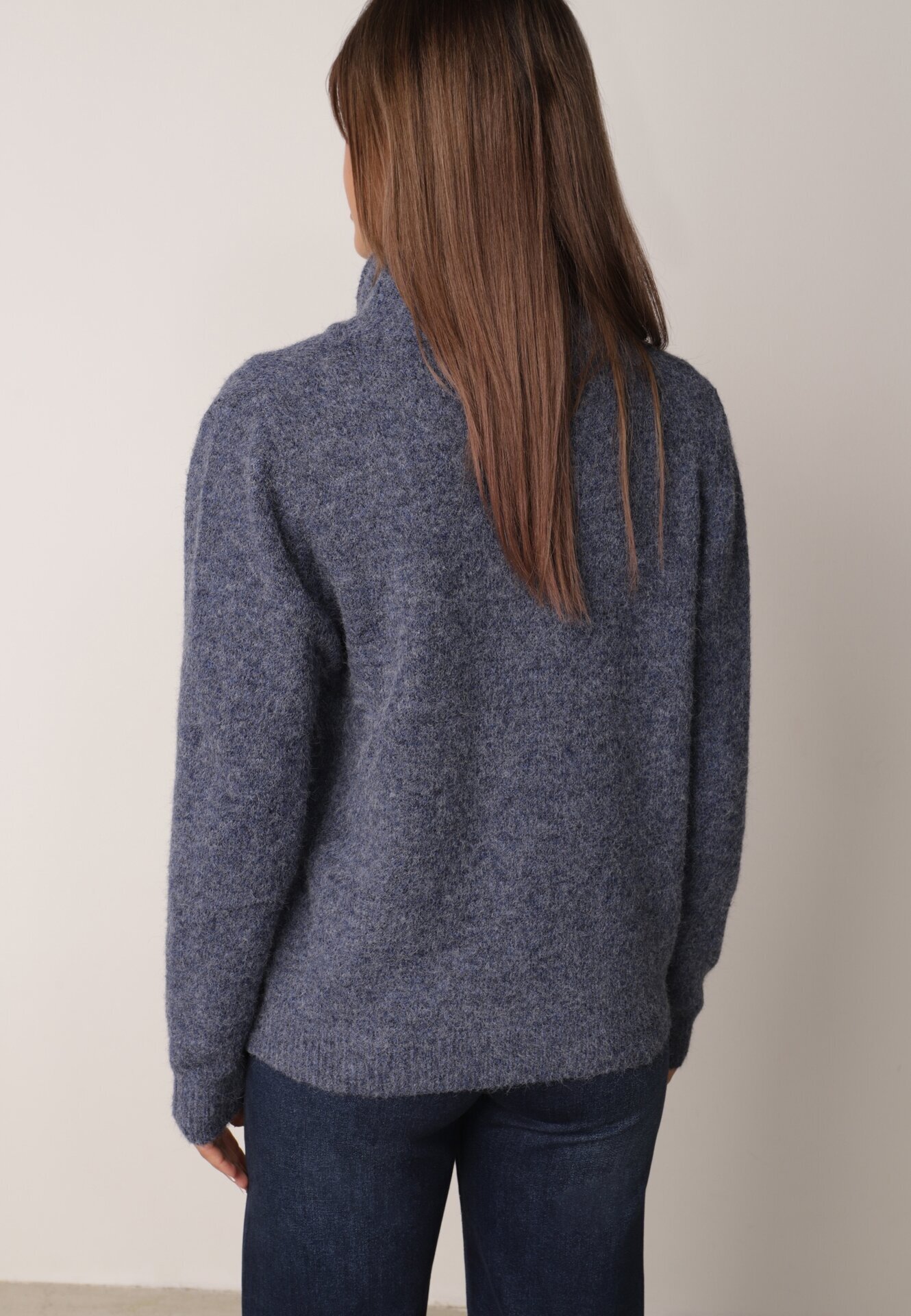 j&x Cardigan simplu cu fermoar cu guler tip tunică din tricot cu lână și bumbac Corraine Albastru