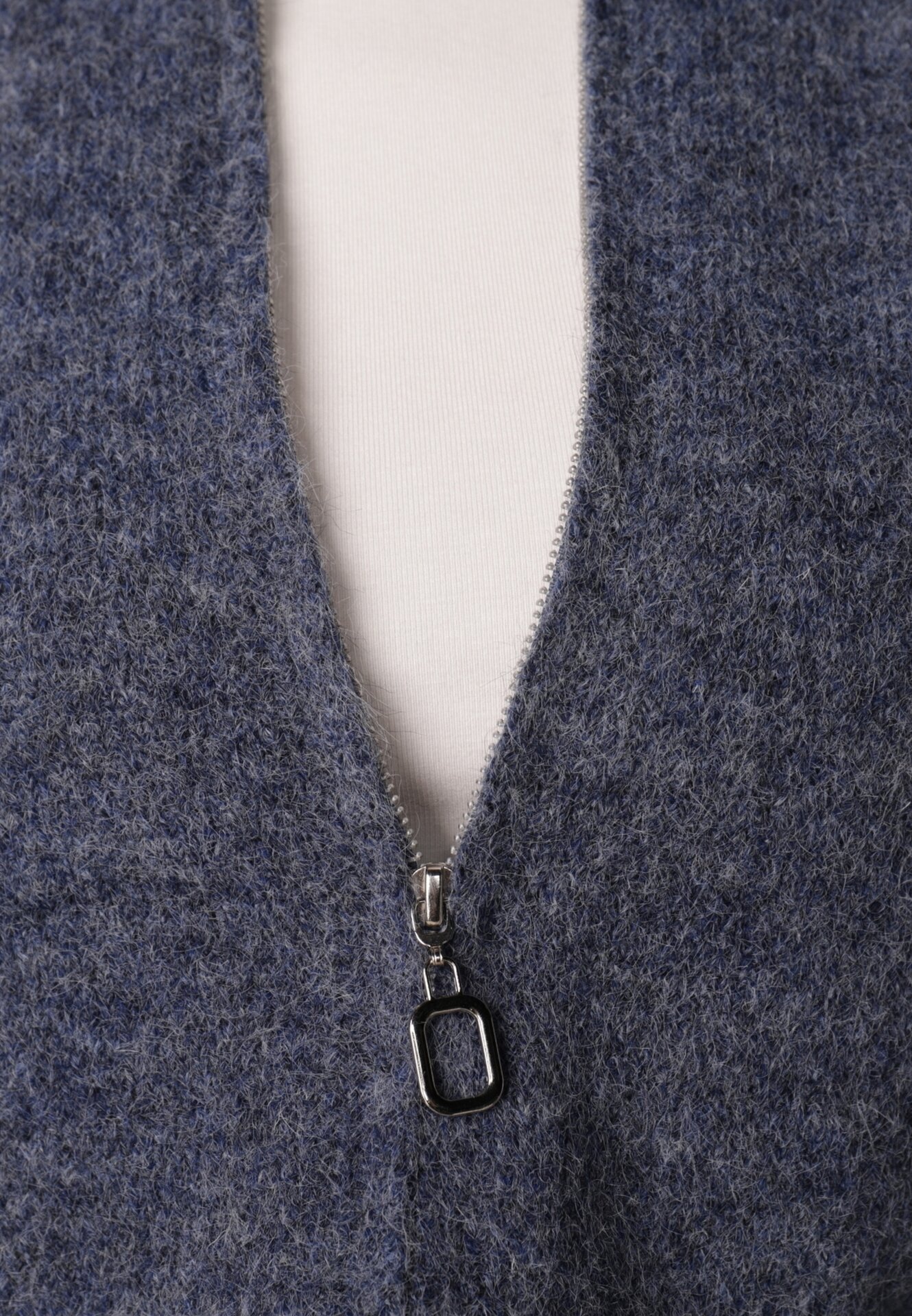 j&x Cardigan simplu cu fermoar cu guler tip tunică din tricot cu lână și bumbac Corraine Albastru