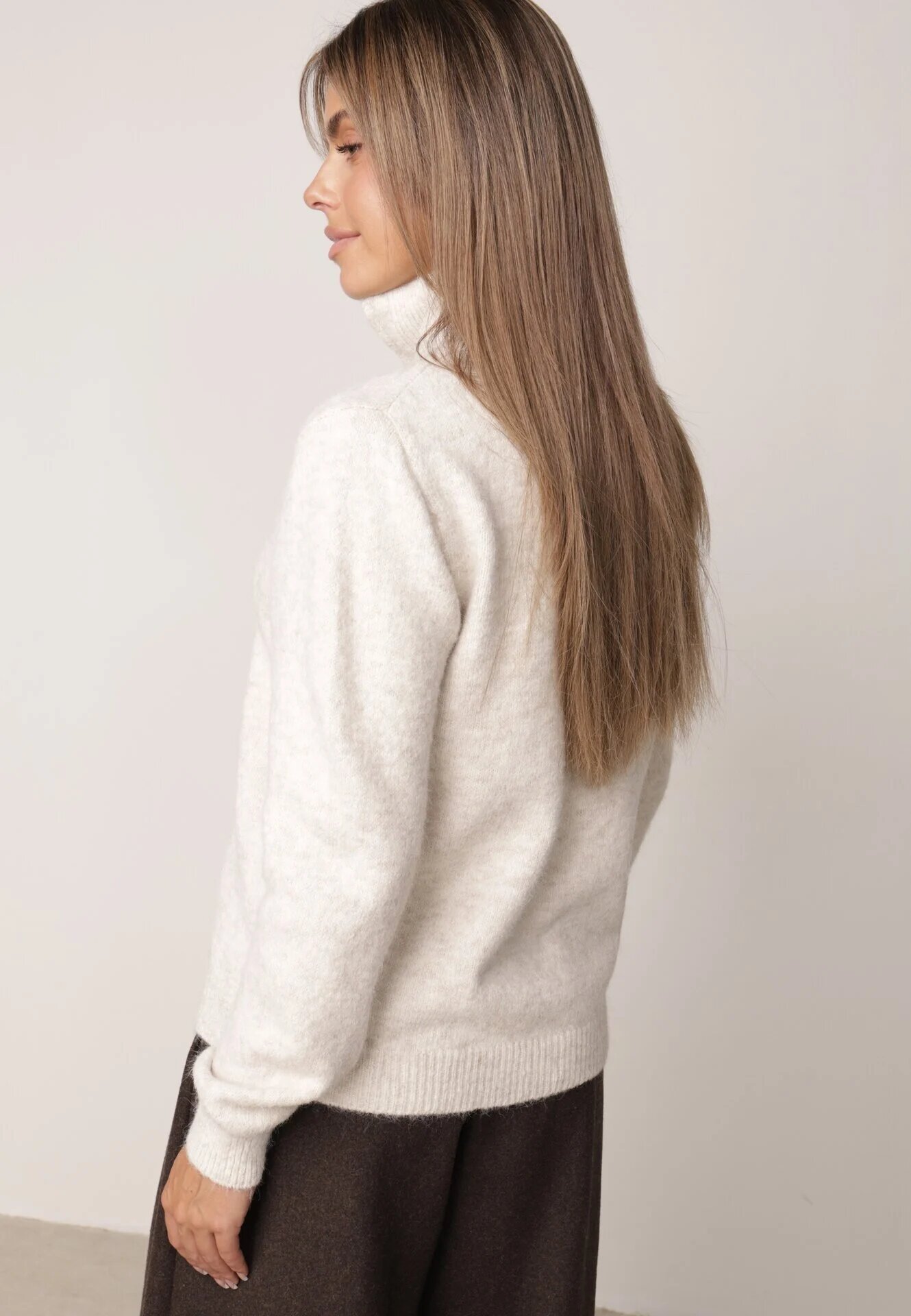 j&x Cardigan simplu cu fermoar cu guler tip tunică din tricot cu lână și bumbac Corraine Bej deschis