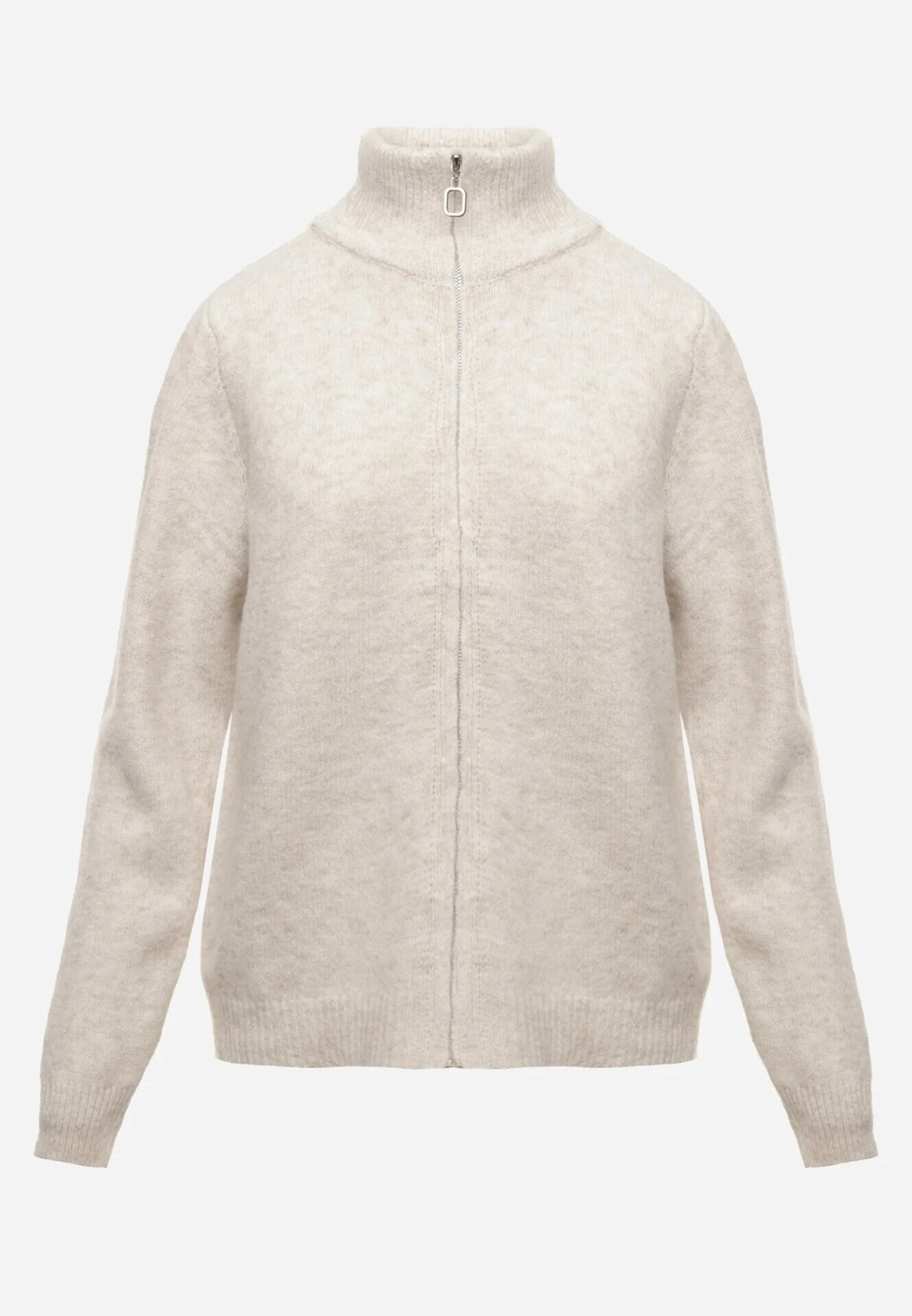 j&x Cardigan simplu cu fermoar cu guler tip tunică din tricot cu lână și bumbac Corraine Bej deschis