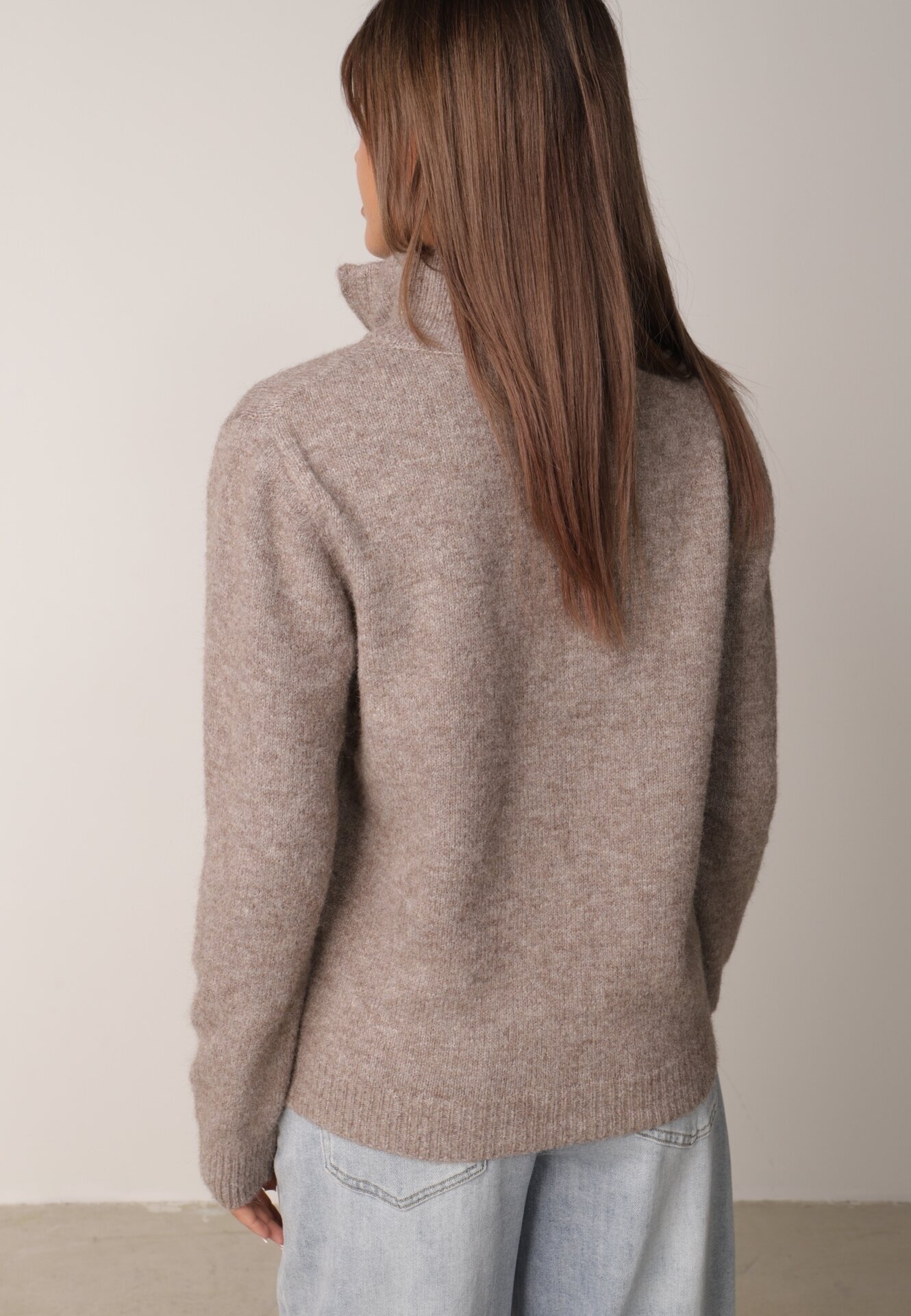 j&x Cardigan simplu cu fermoar cu guler tip tunică din tricot cu lână și bumbac Corraine Bej închis