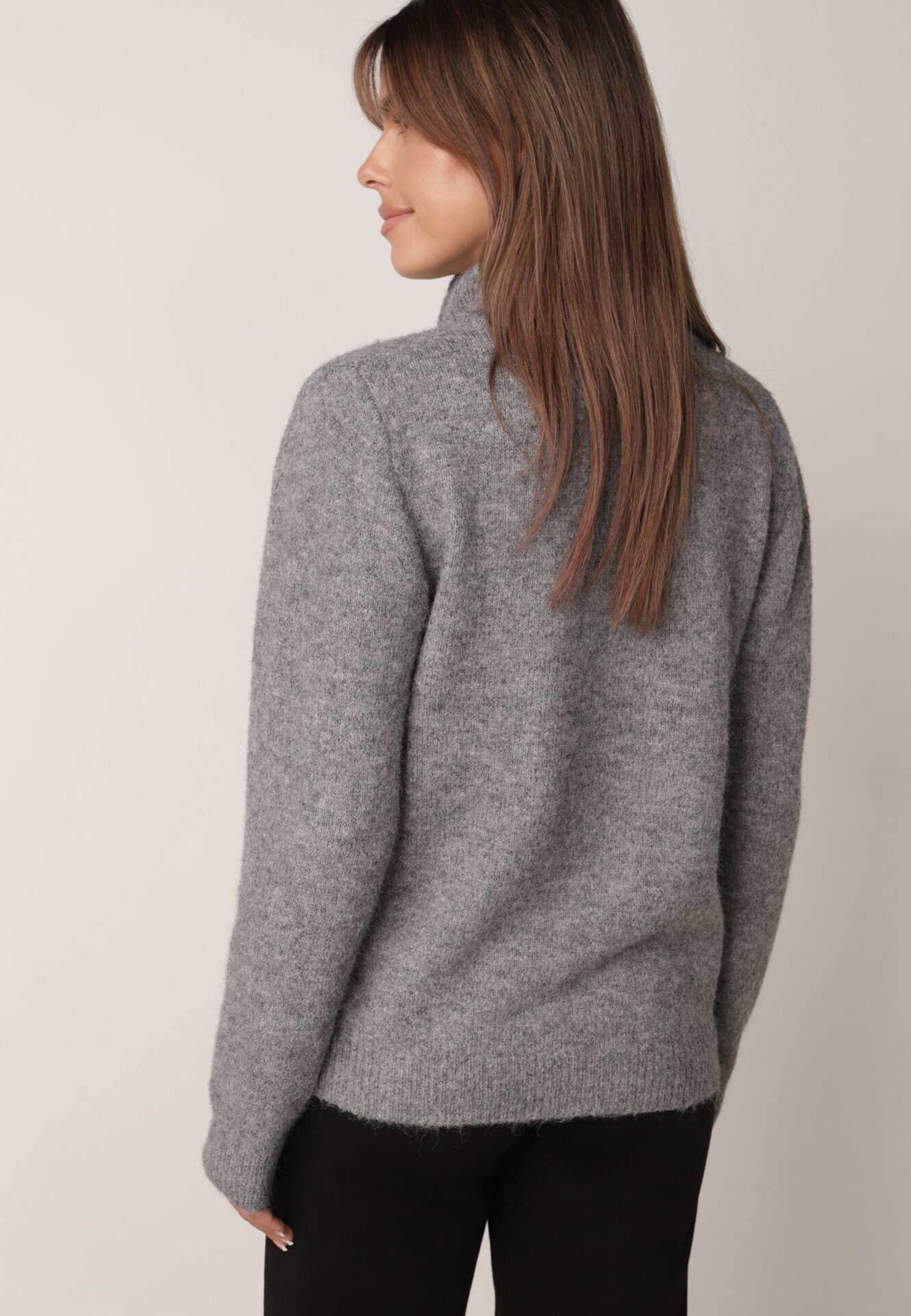 j&x Cardigan simplu cu fermoar cu guler tip tunică din tricot cu lână și bumbac Corraine Gri