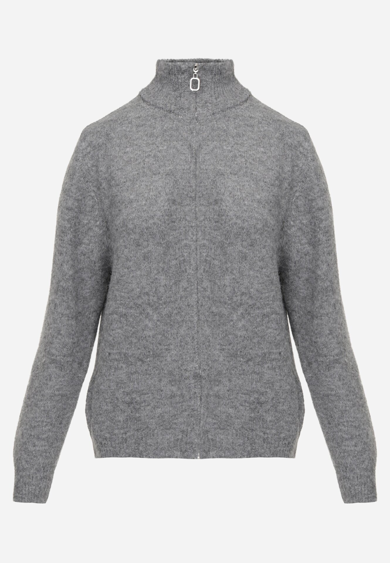 j&x Cardigan simplu cu fermoar cu guler tip tunică din tricot cu lână și bumbac Corraine Gri