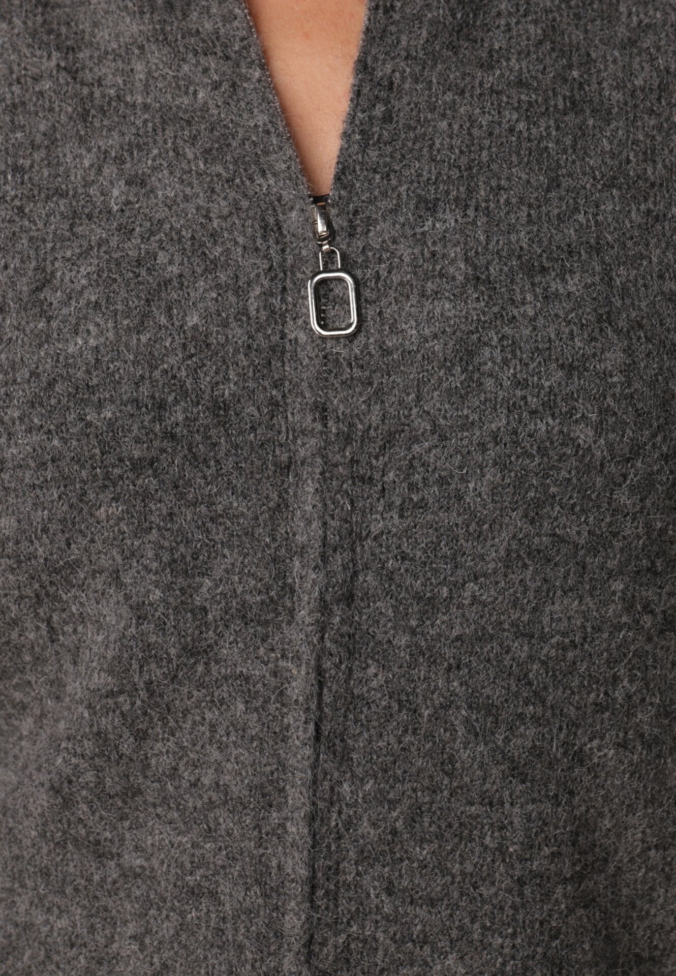 j&x Cardigan simplu cu fermoar cu guler tip tunică din tricot cu lână și bumbac Corraine Gri închis