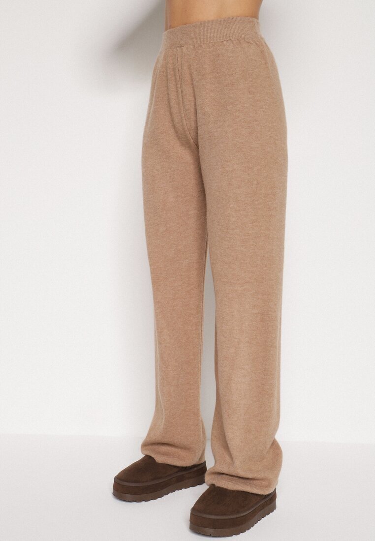 j&x Compleu Bej închis Tricotat cu Lână Pantaloni și Pulover Tesira