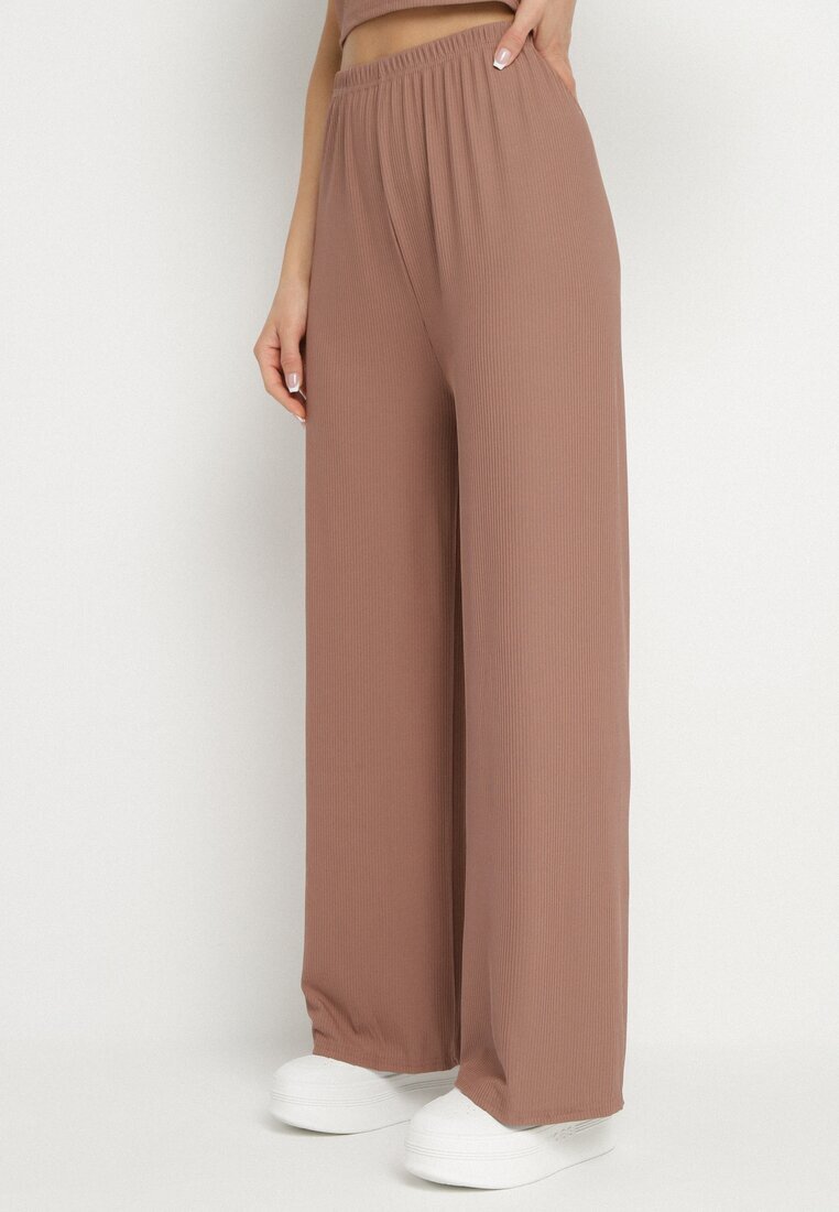 j&x Compleu Maro Reiat Top mulat și Pantaloni largi Miresia