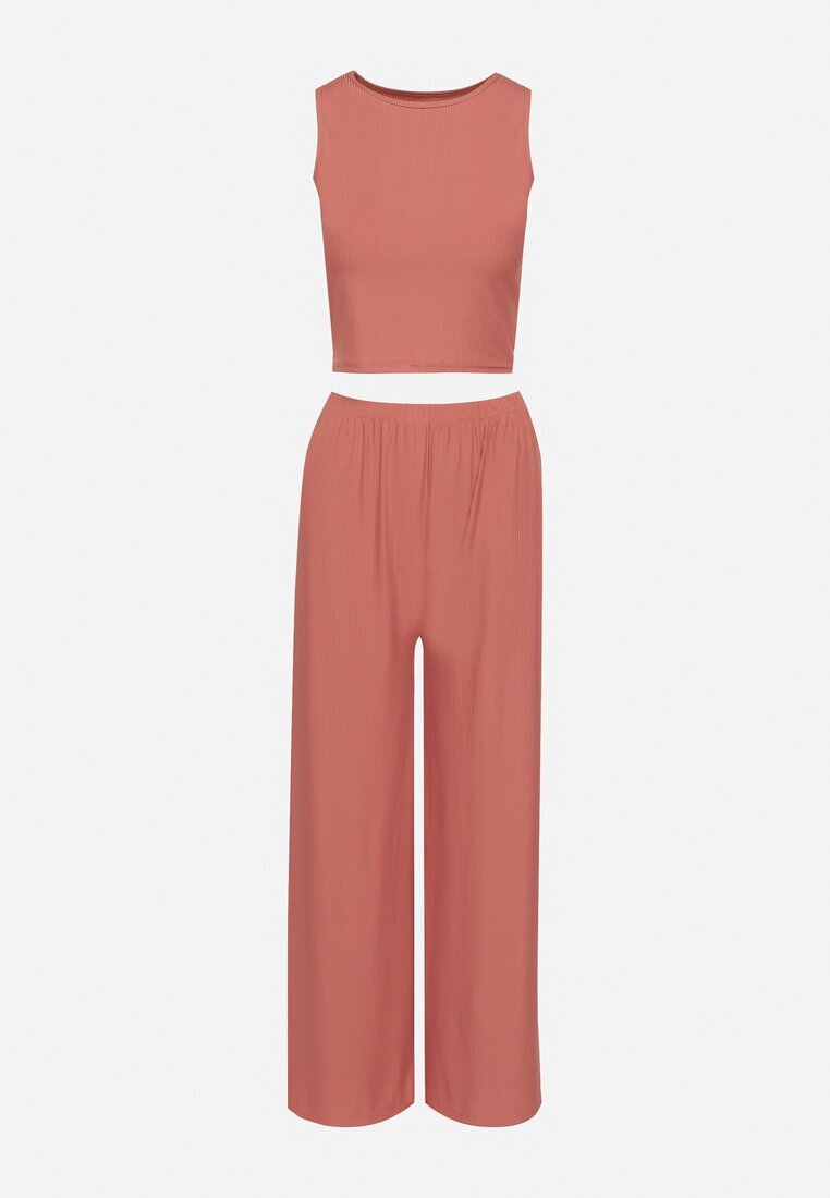 j&x Compleu reiat roz închis Top mulat și Pantaloni cu croi larg Miresia