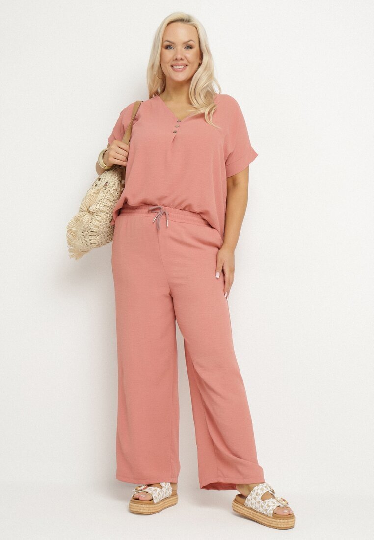 j&x Compleu Roz închis cu croială oversize Bluză și Pantaloni largi Amisora