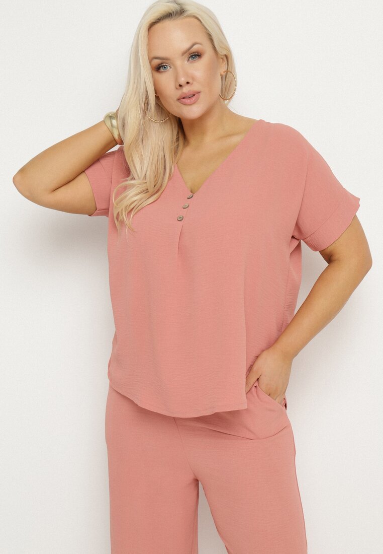 j&x Compleu Roz închis cu croială oversize Bluză și Pantaloni largi Amisora