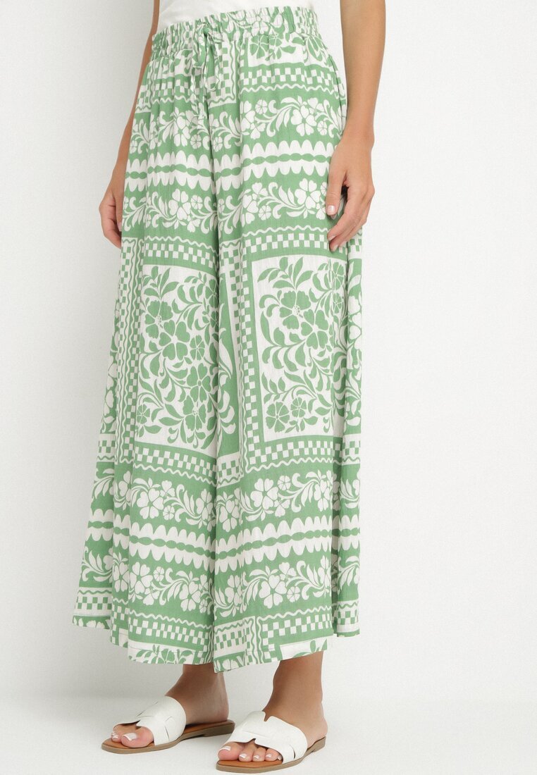 j&x Compleu Verde deschis cu Viscoză cu Motiv Floral Cămașă și Pantaloni Sonaniella