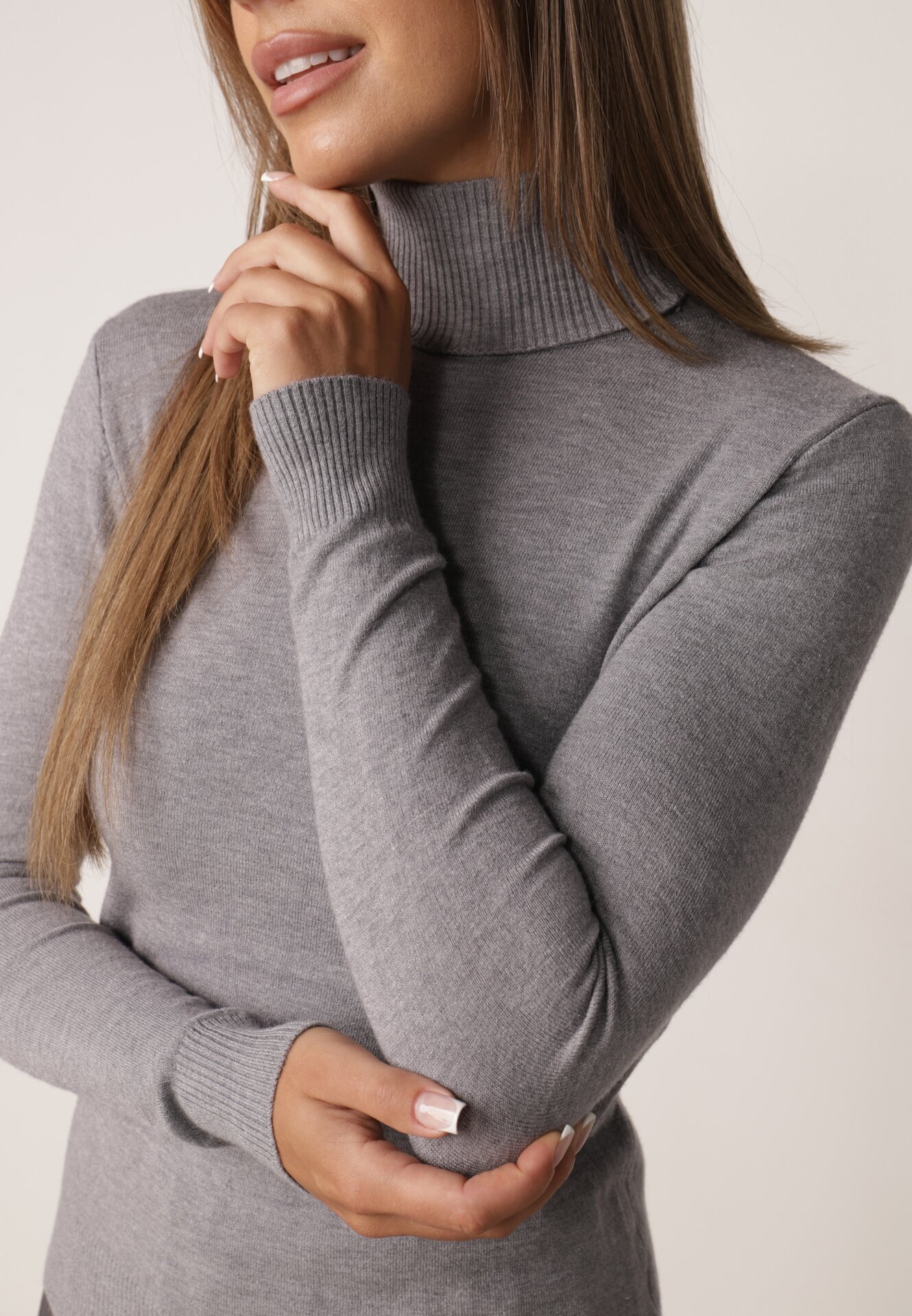 j&x Cu guler înalt din viscoză în stil clasic Timme Gri