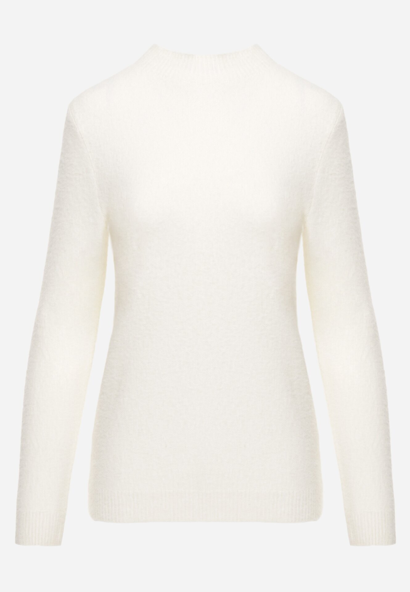 j&x Cu guler înalt minimalist cu lână și manșete striate Jazuria Bej deschis