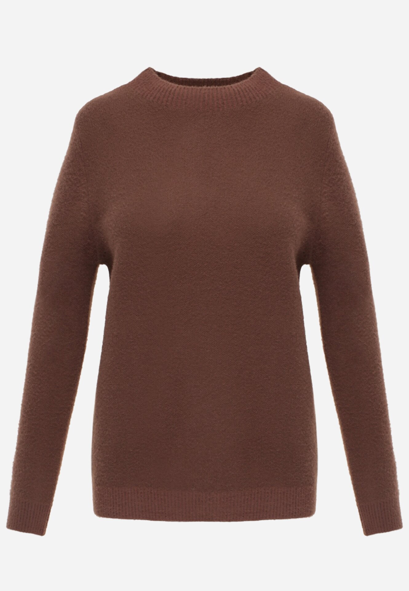 j&x Cu guler înalt minimalist cu lână și manșete striate Jazuria Maro