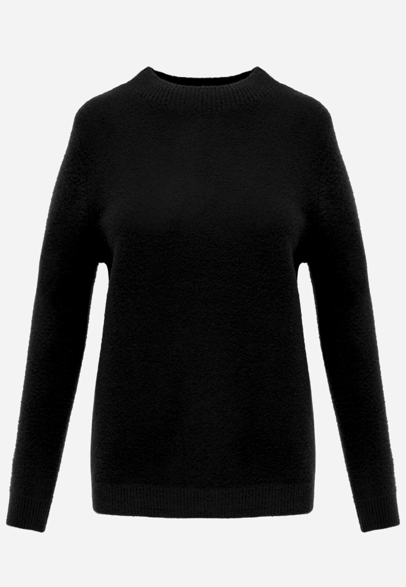 j&x Cu guler înalt minimalist cu lână și manșete striate Jazuria Negru