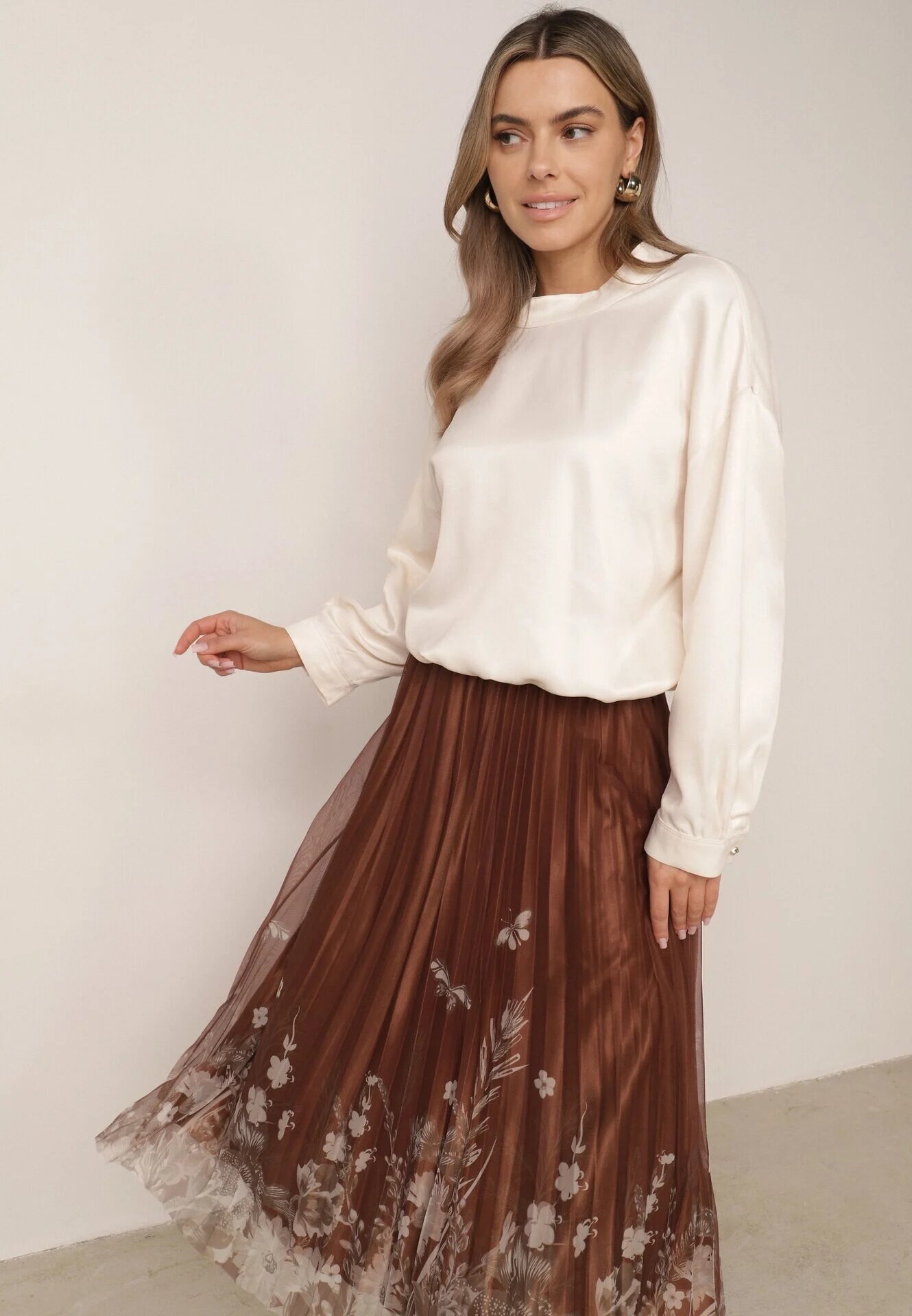 j&x Fustă plisată în croi evazat cu broderie florală Atizin Maro